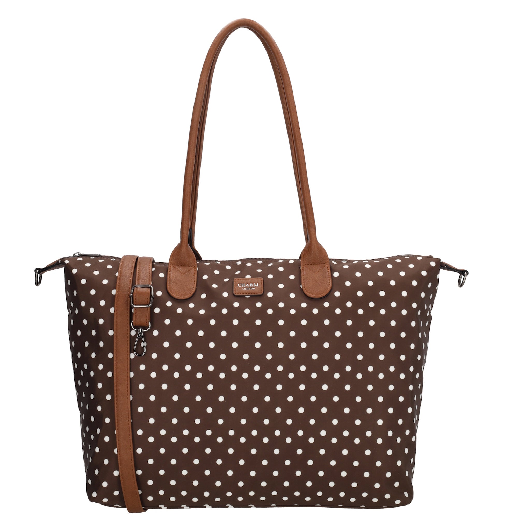 Buckingham Laptoptasche 15.6 Zoll Punkte Weiß-Dunkelbraun