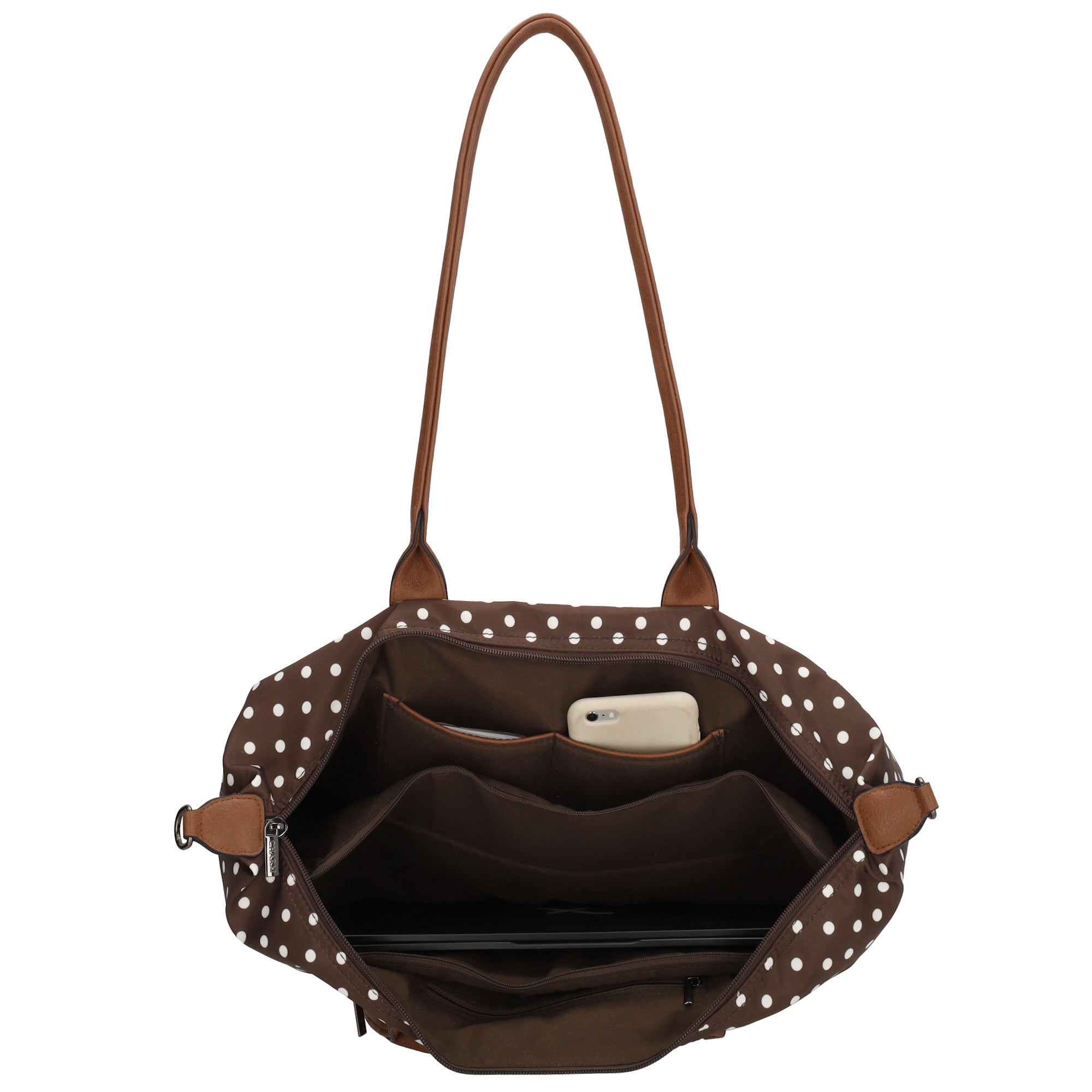 Buckingham Laptoptasche 15.6 Zoll Punkte Weiß-Dunkelbraun