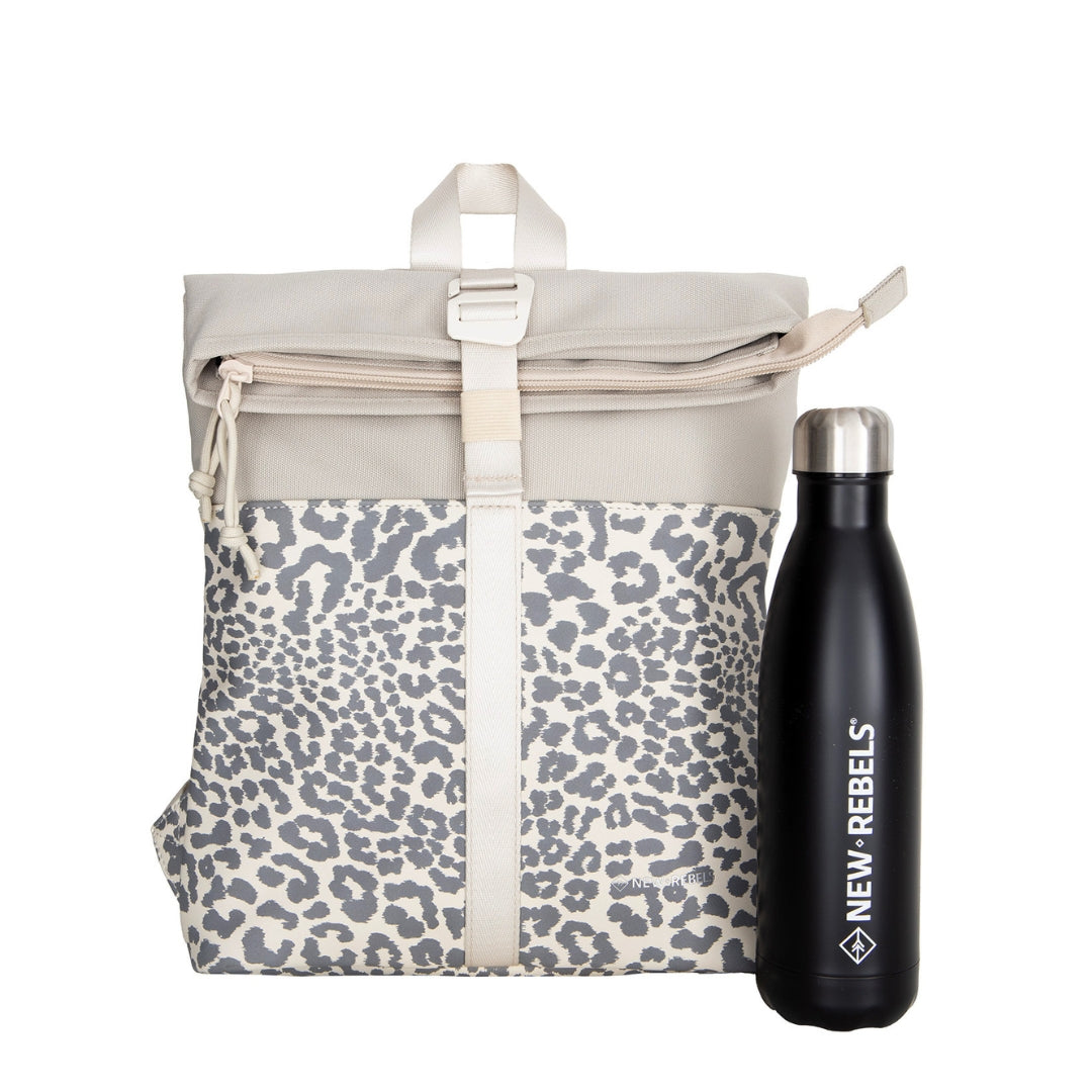 Urban Leopard - Mini Wasserabweisender Rolltop-Rucksack 'Los Angeles' 7L Beige