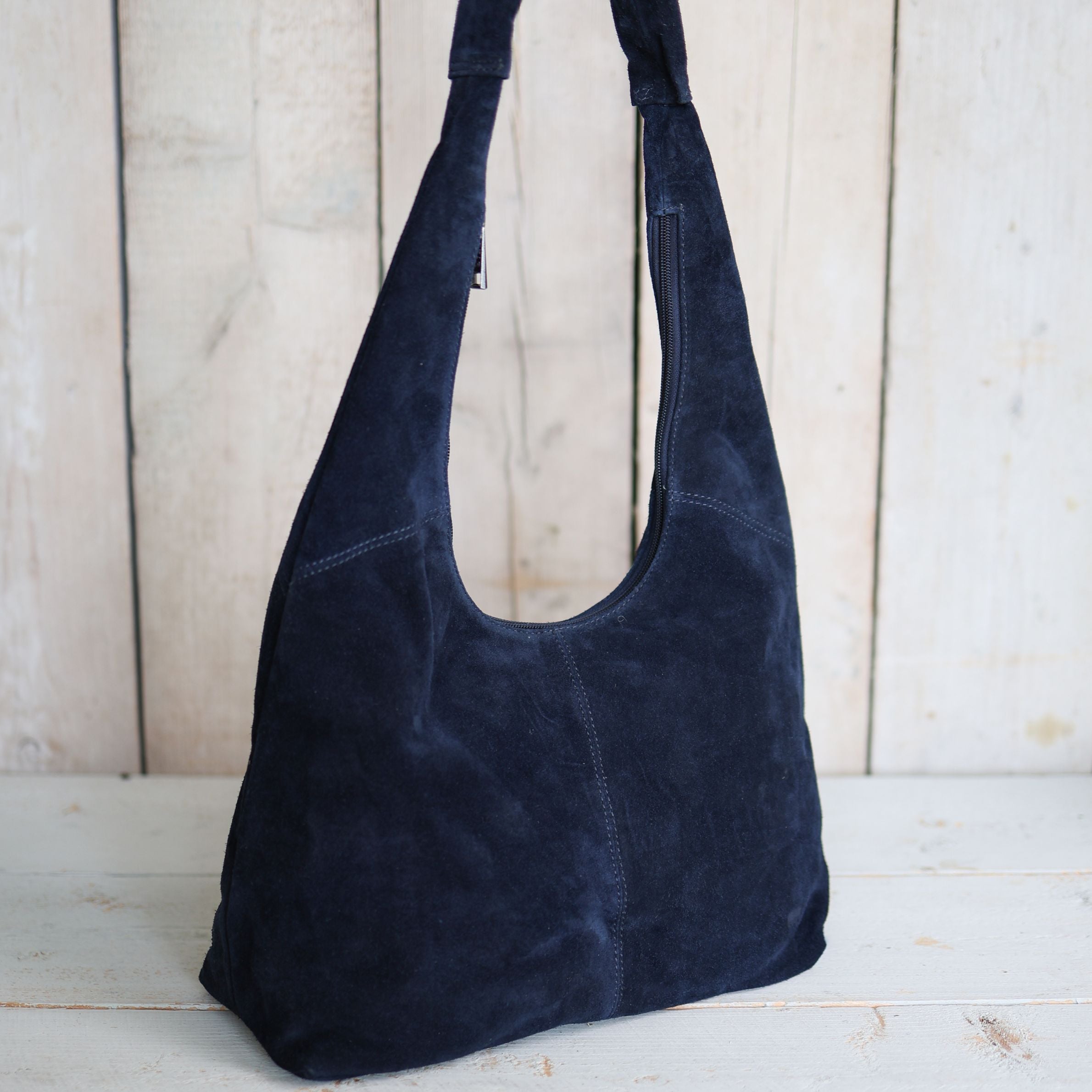 Velours Beuteltasche 'Pauline' Dunkelblau