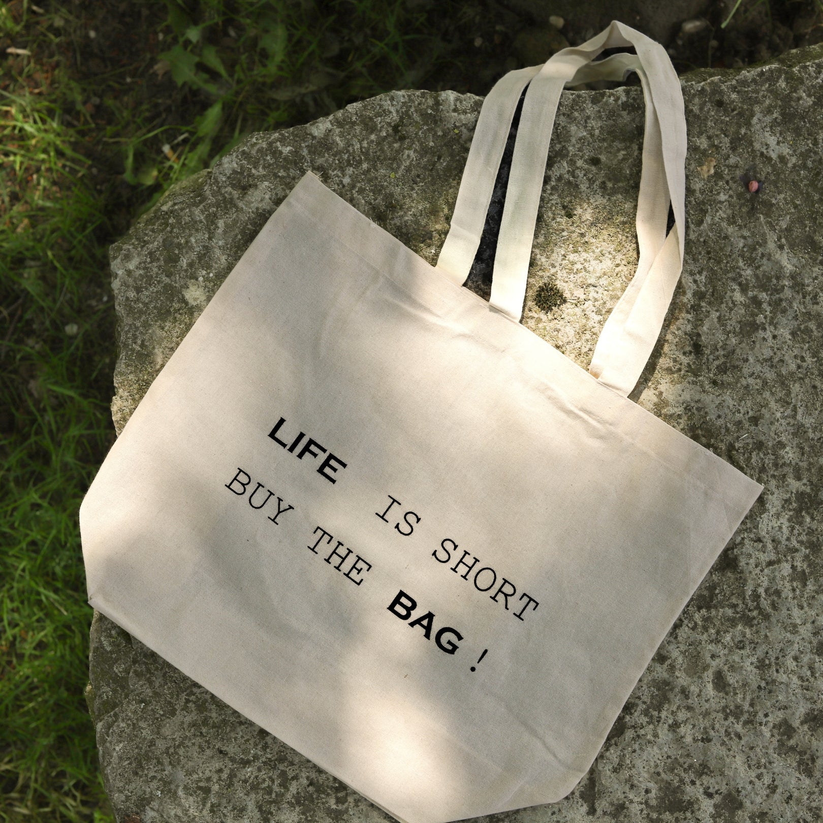 Baumwoll-Einkaufstasche 'Life is short, buy the bag'