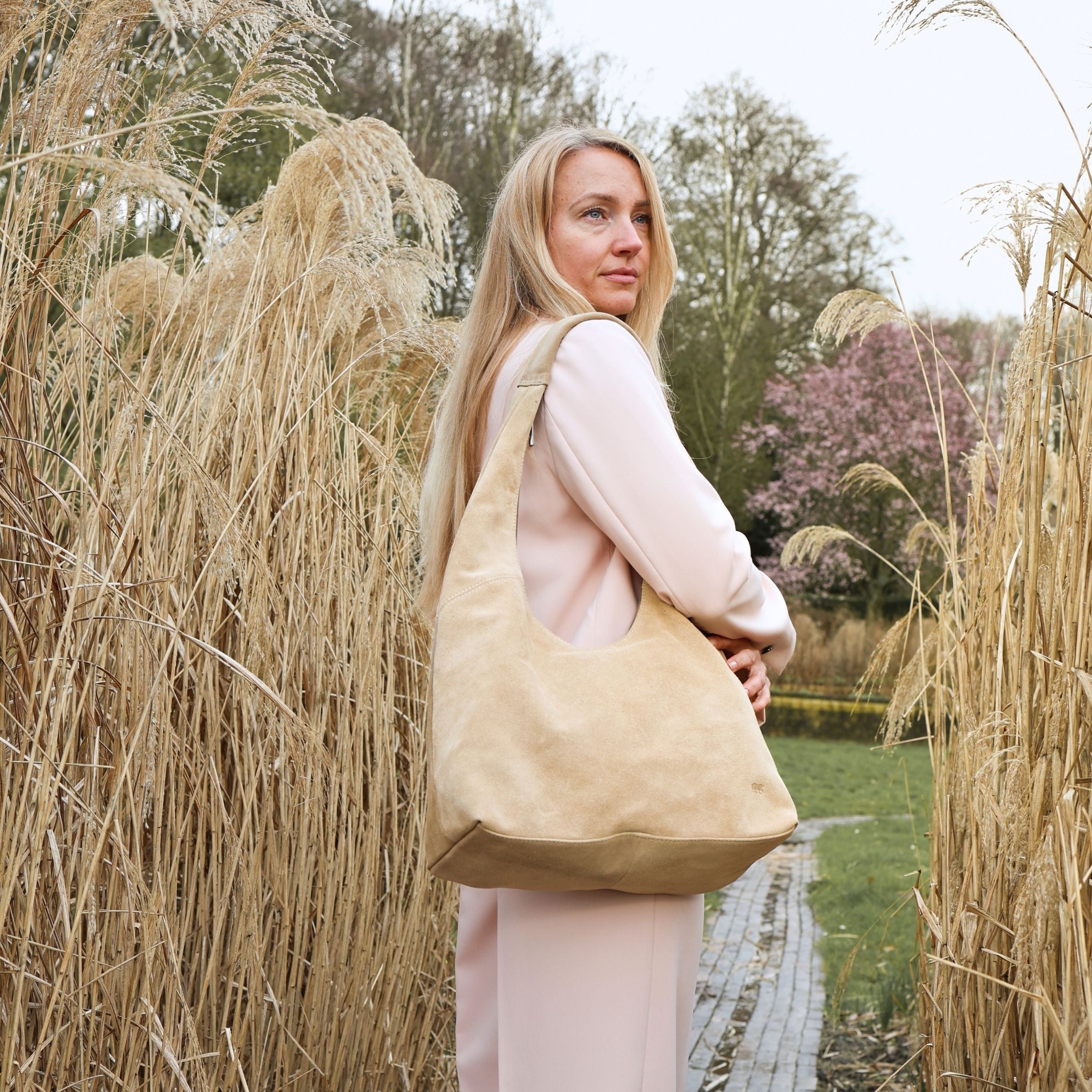Velours Beuteltasche 'Pauline' Grün