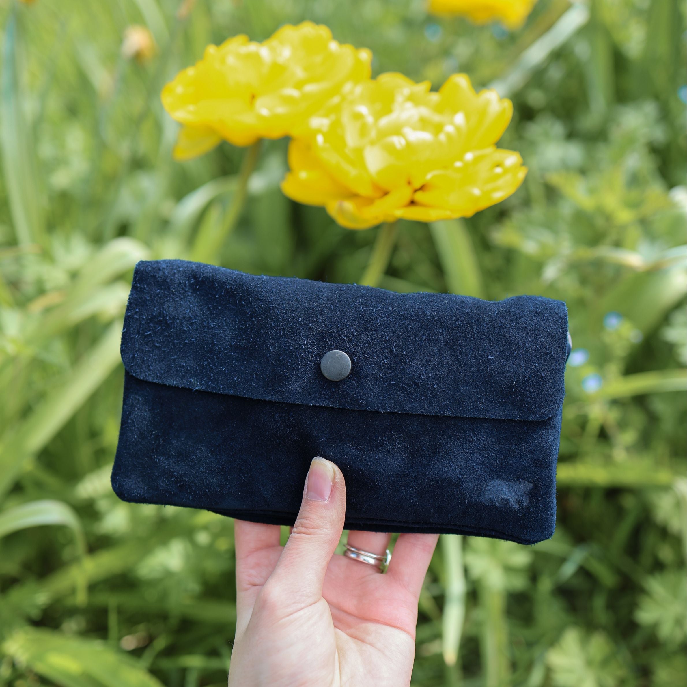 Velours Clutch/Mini-Umhängetasche 'Lydia' Dunkelblau