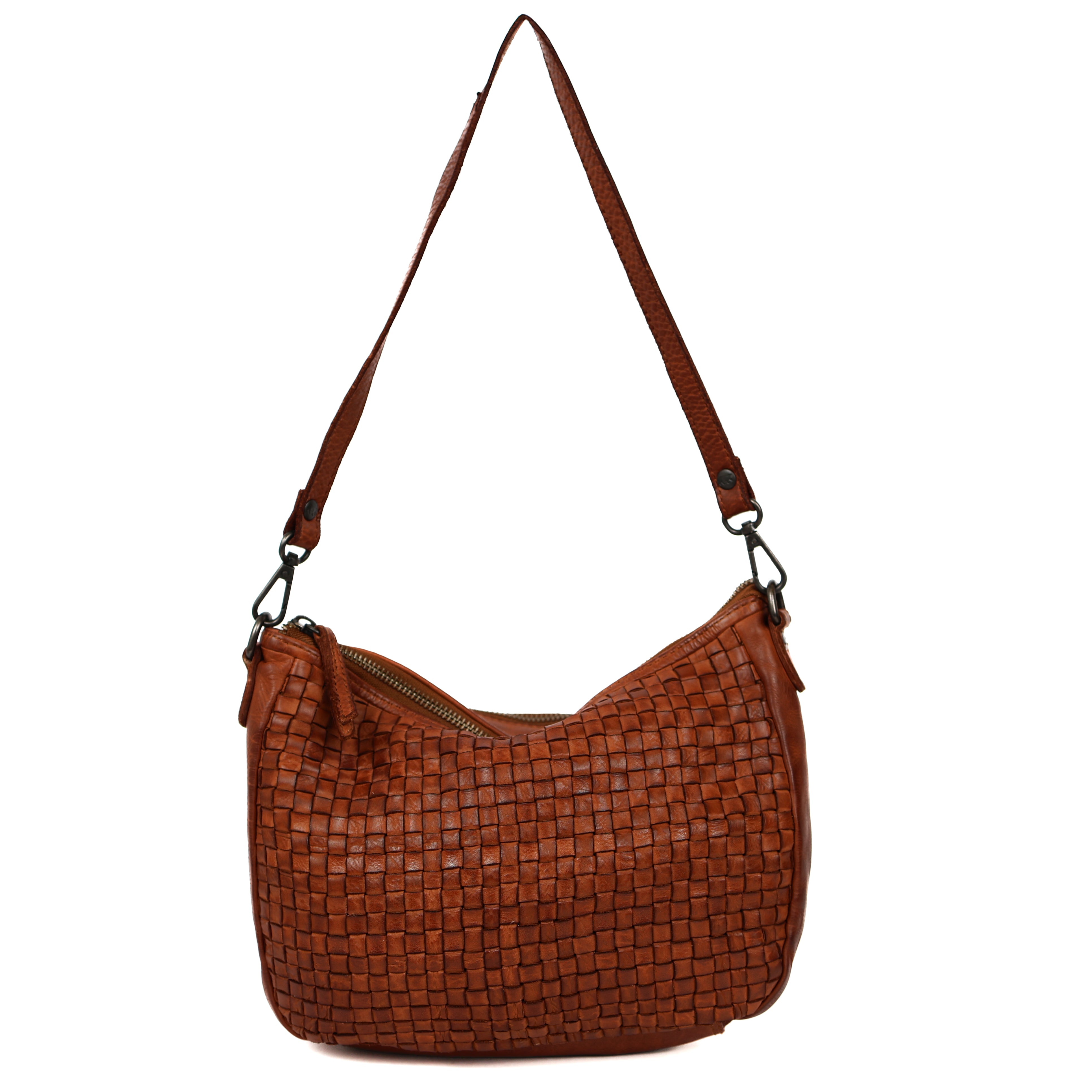 Hand-/Umhängetasche 'Elvira' geflochten cognac