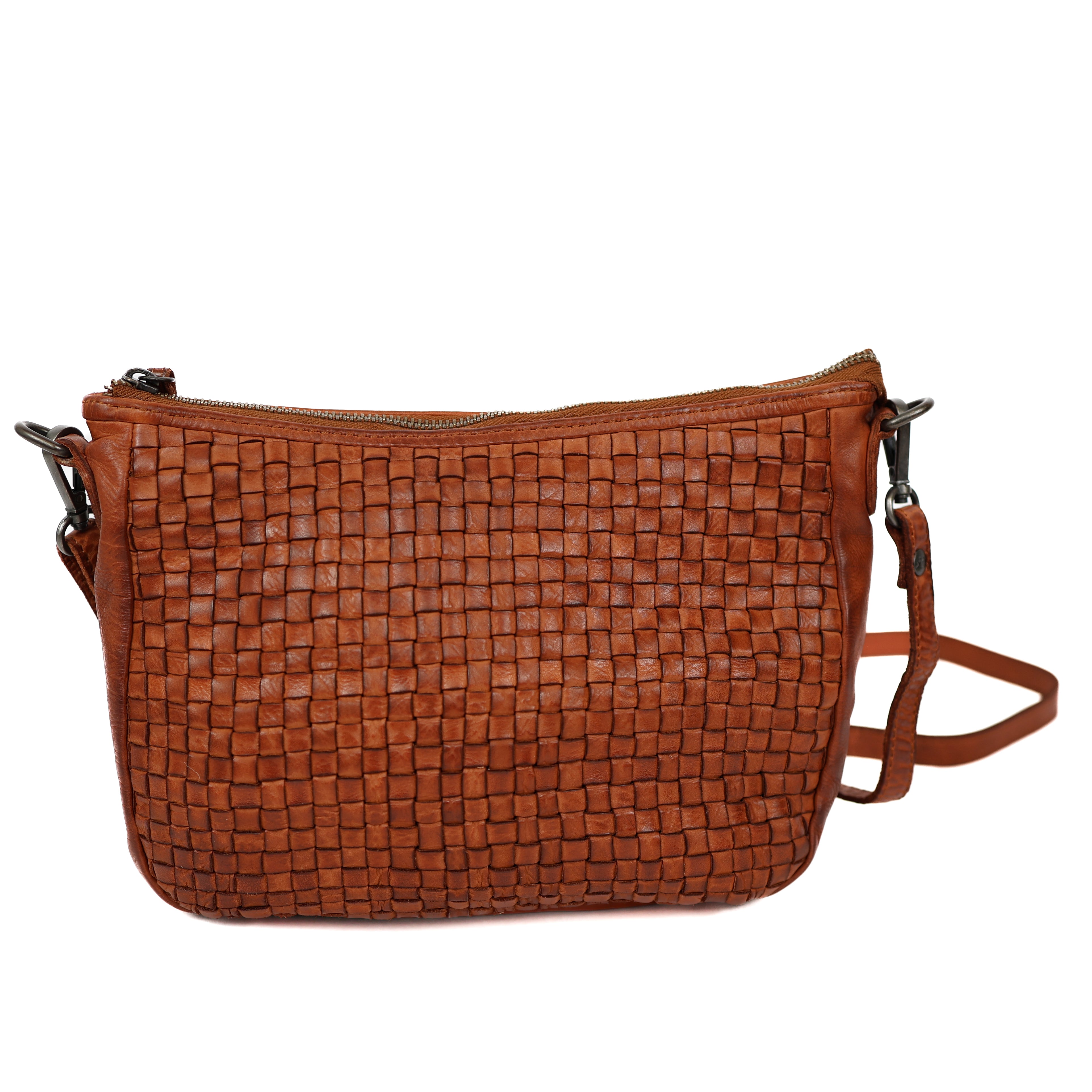 Hand-/Umhängetasche 'Elvira' geflochten cognac