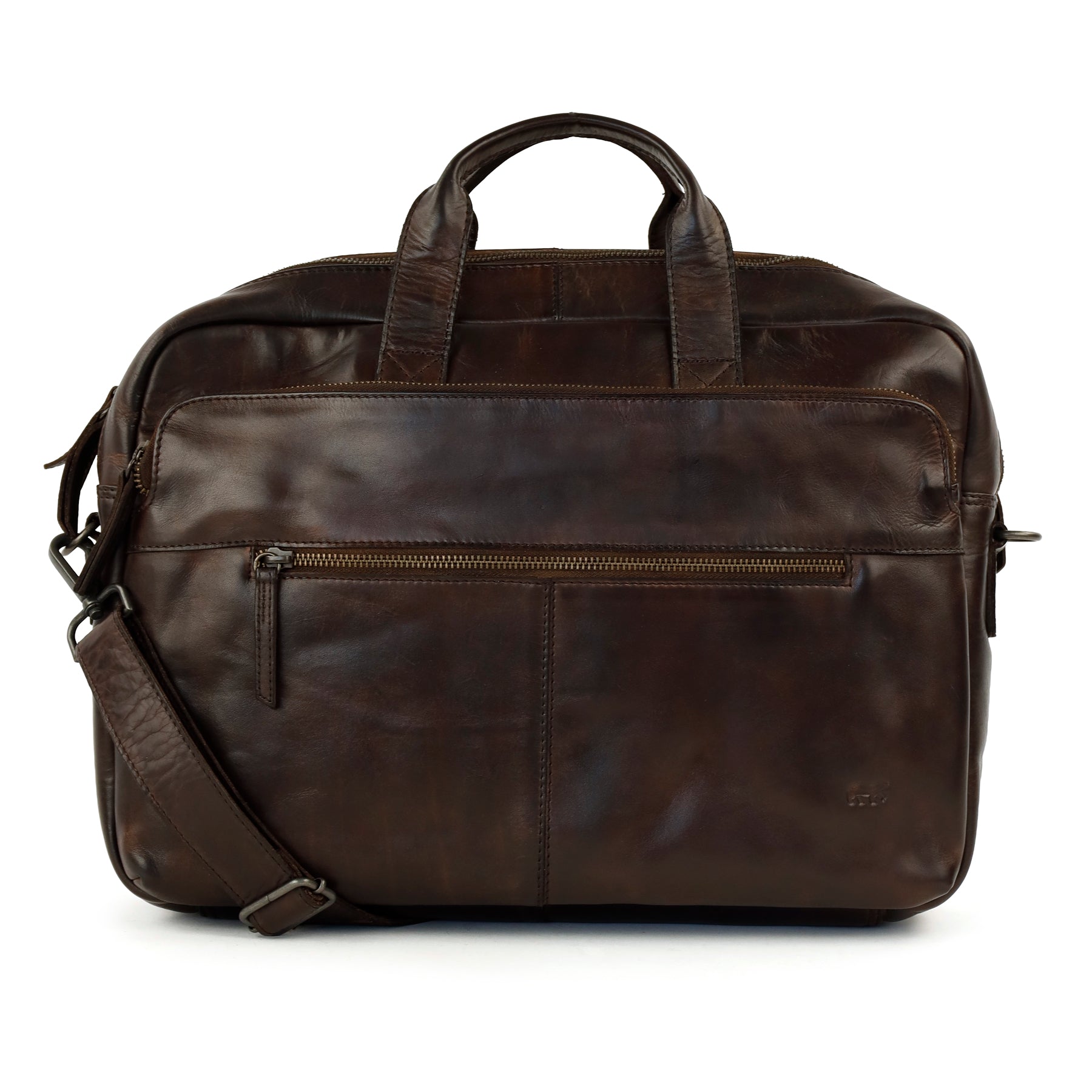 Laptoptasche 15.6” mit Doppelreißverschluss 'Jamie' Dunkelbraun