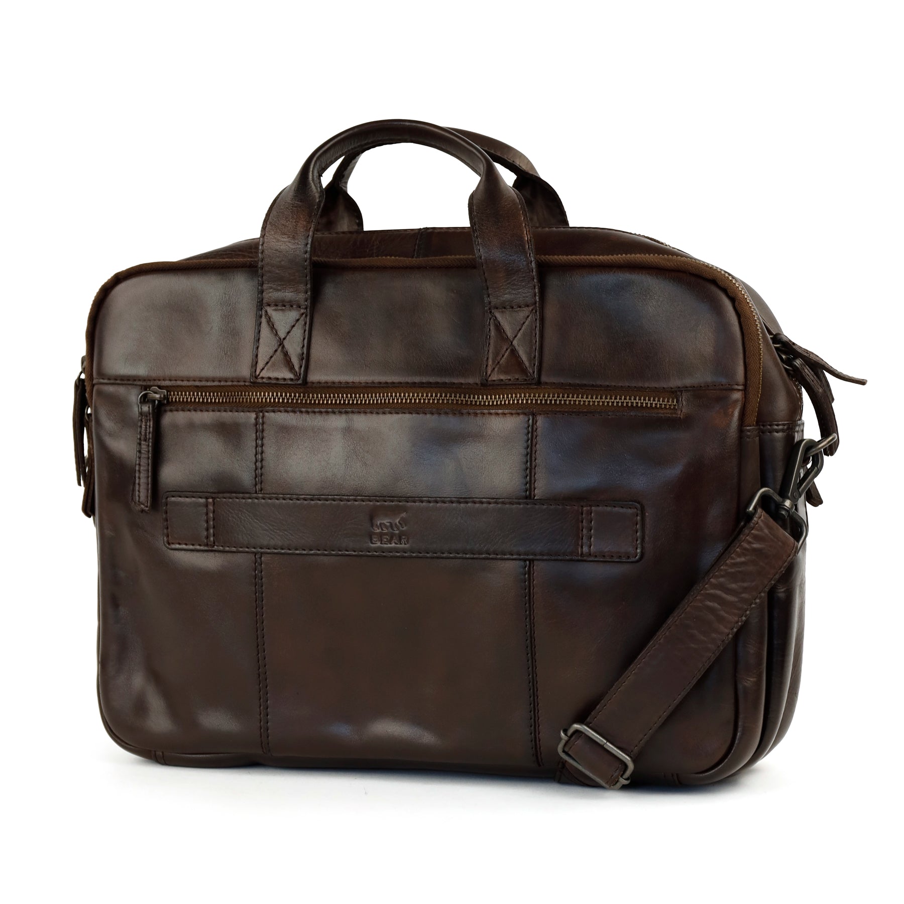 Laptoptasche 15.6” mit Doppelreißverschluss 'Jamie' Dunkelbraun