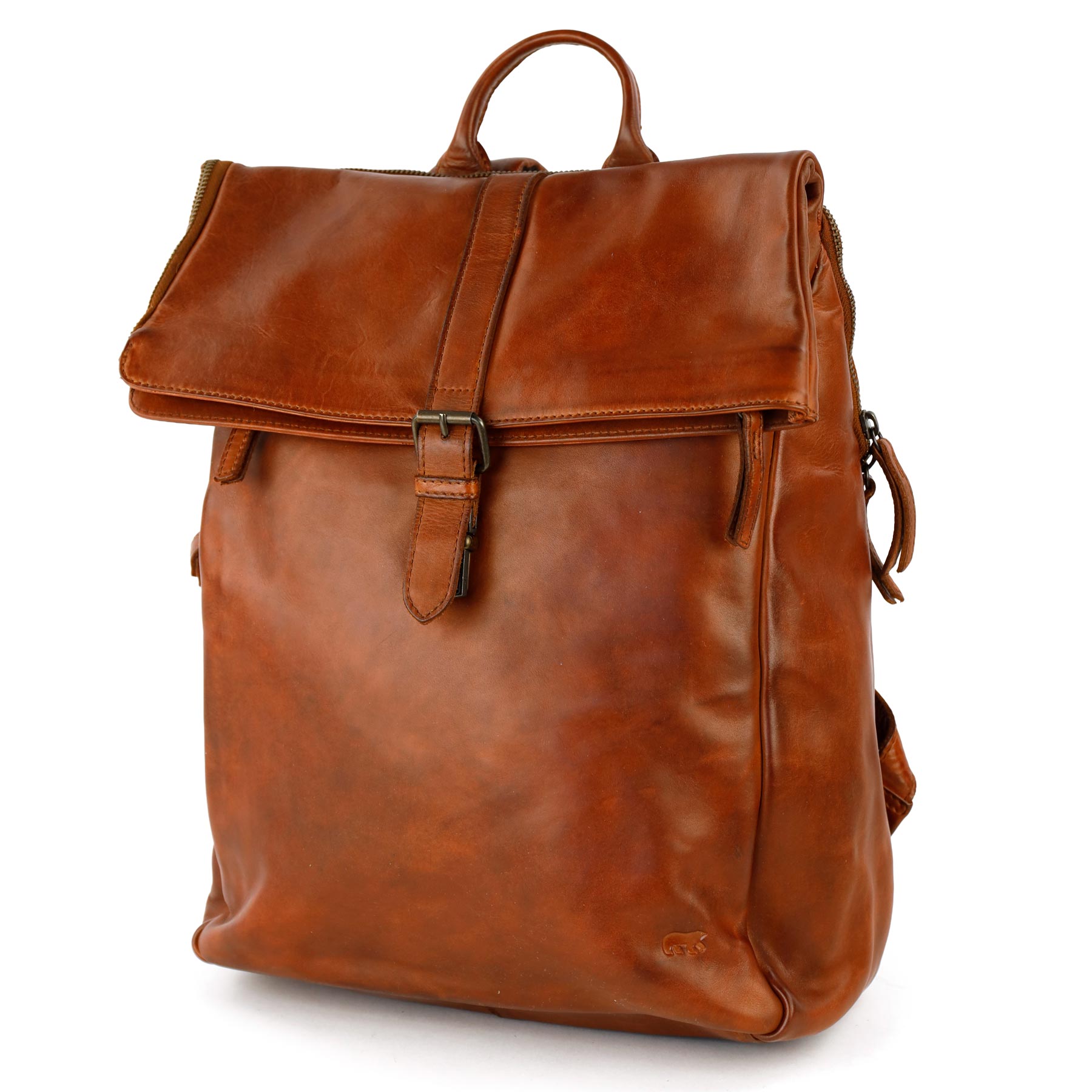 Rolltop Laptop Rucksack 15.6" 'Kai' Cognac