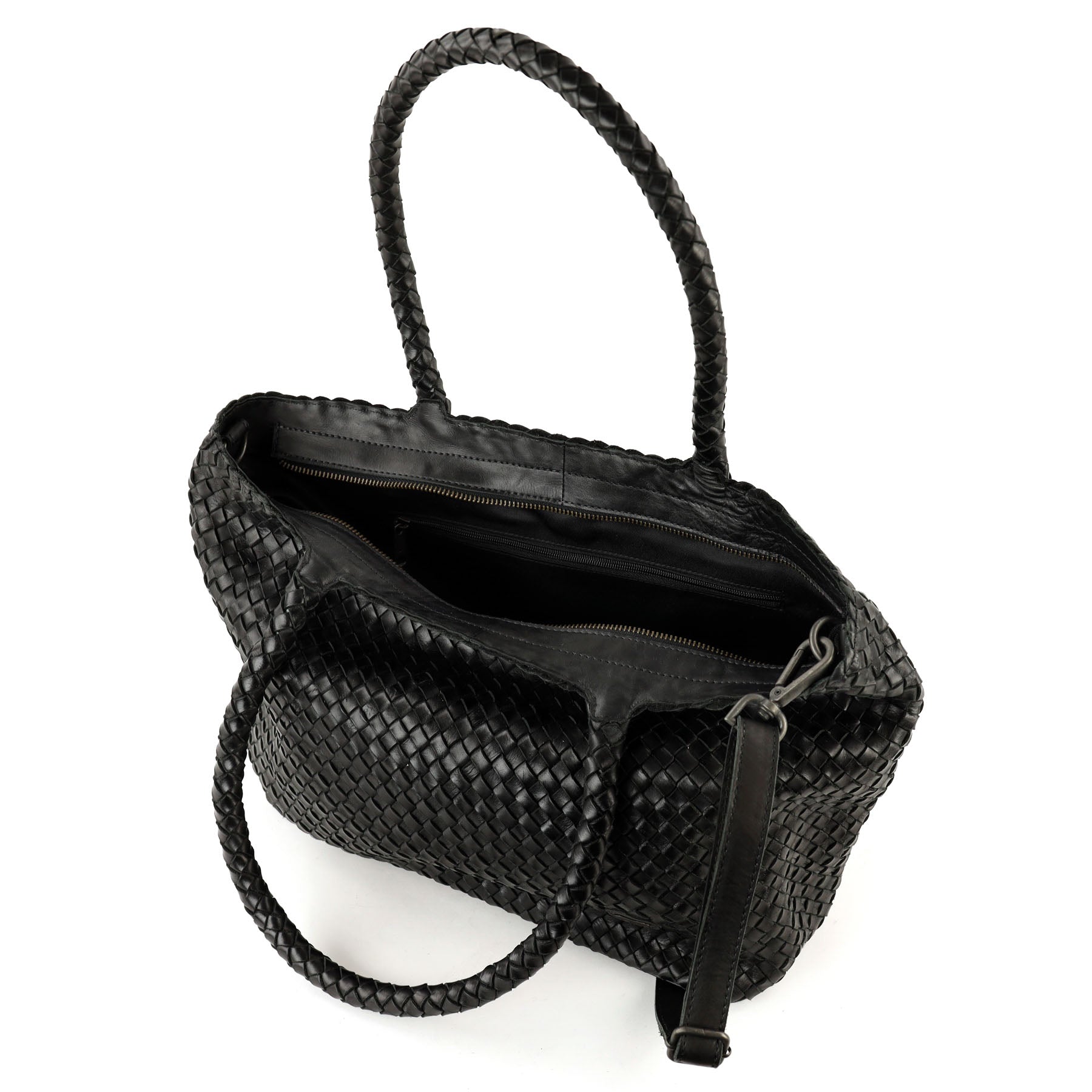 Geflochtene Shopper/Umhängetasche 'Suus' Schwarz