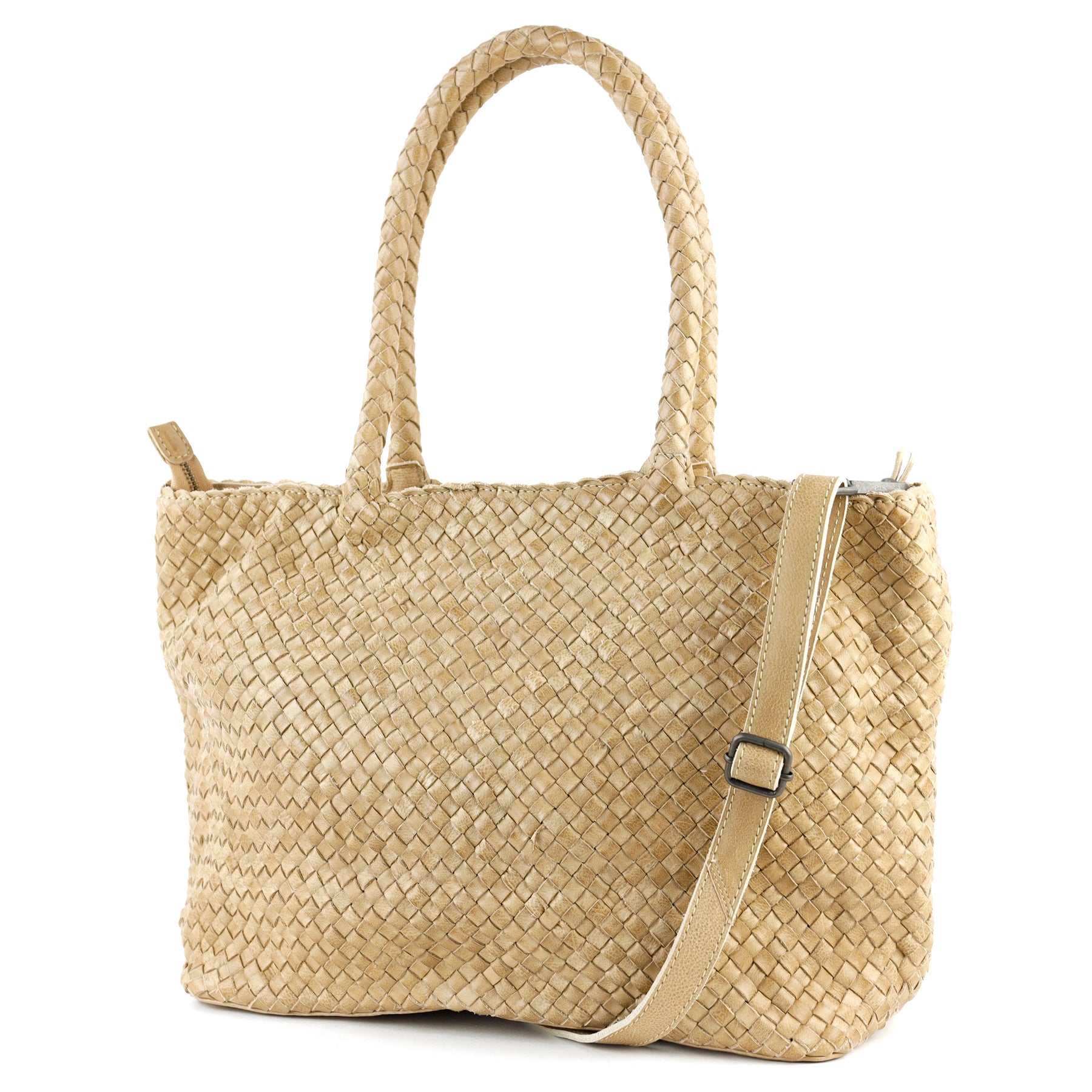 Geflochtene Shopper/Umhängetasche 'Suus' Beige