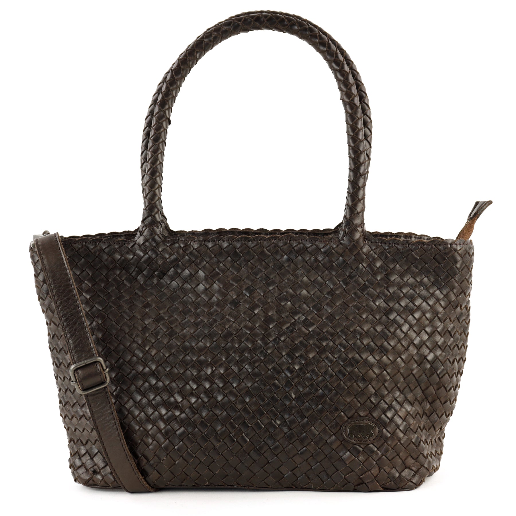 Geflochtene Handtasche/Schultertasche „Franca“, dunkelbraun