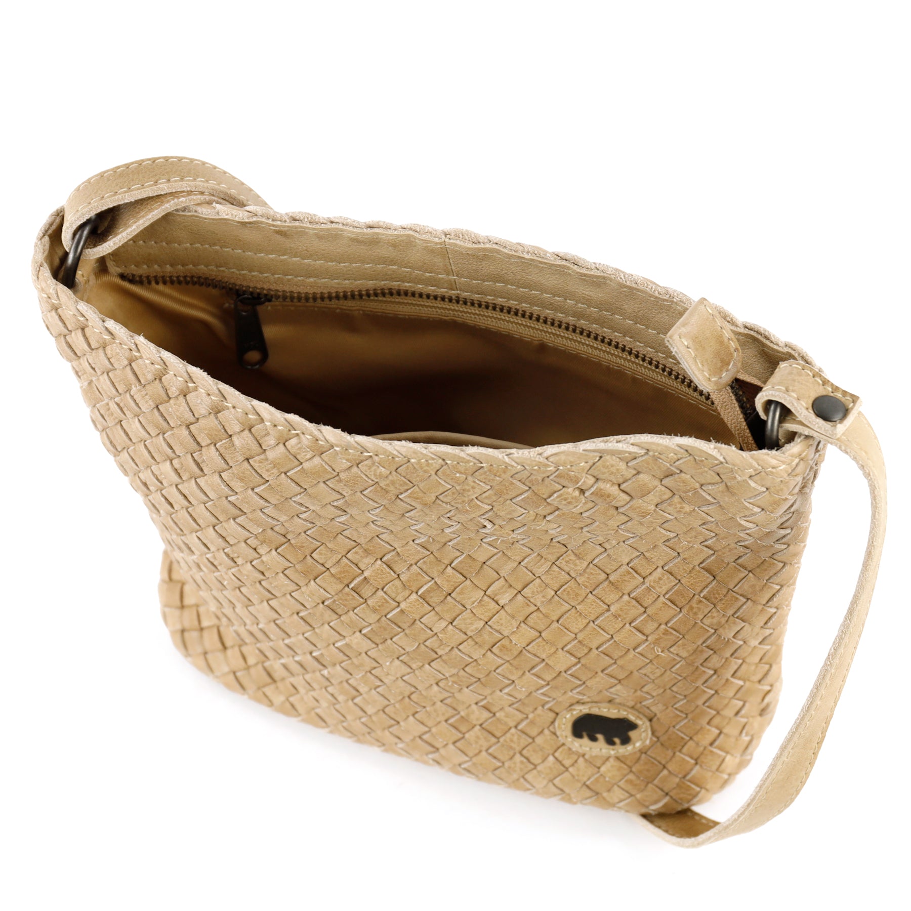 Geflochtene Umhängetasche 'Joan' Beige