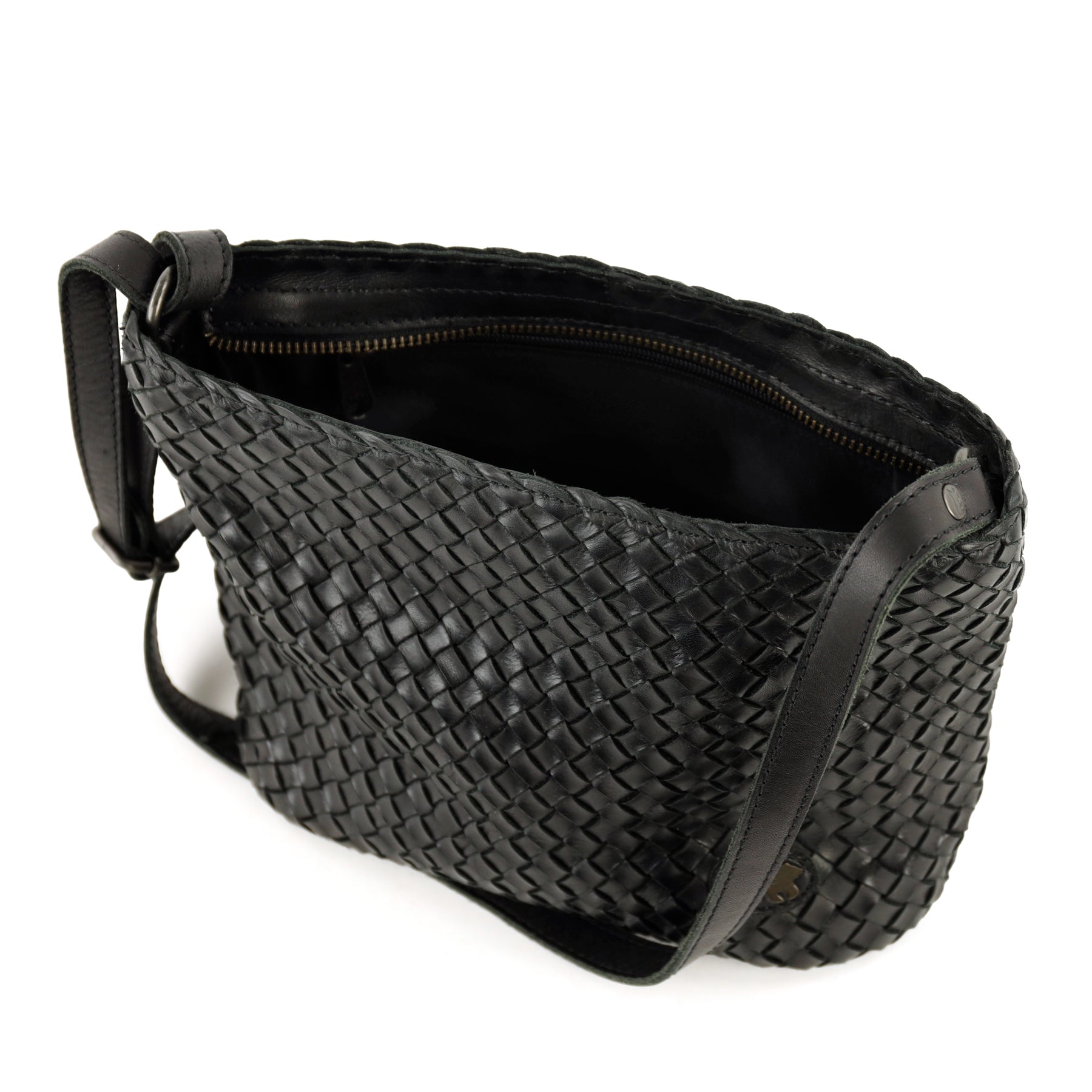 Geflochtene Umhängetasche 'Joan' Schwarz