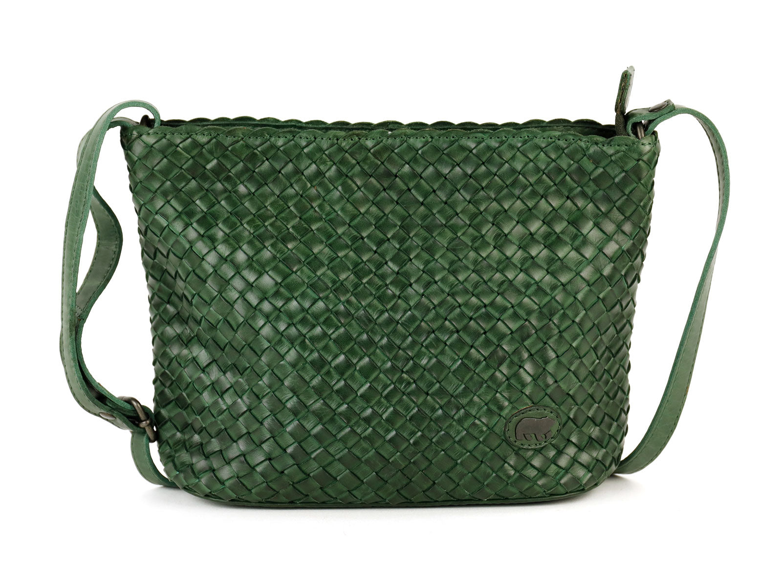 Geflochtene Umhängetasche 'Joan' Grün
