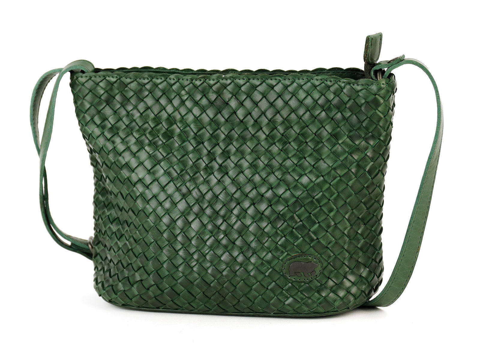 Geflochtene Umhängetasche 'Joan' Grün