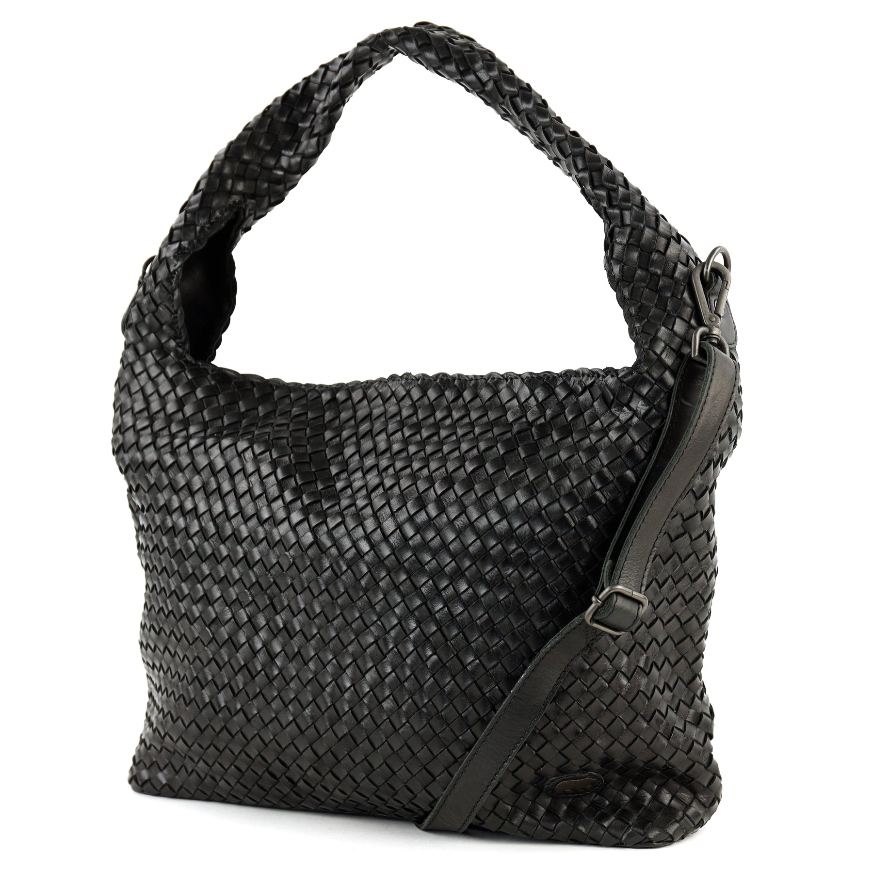 Geflochtene Tasche/Schultertasche „Lauraine“, schwarz