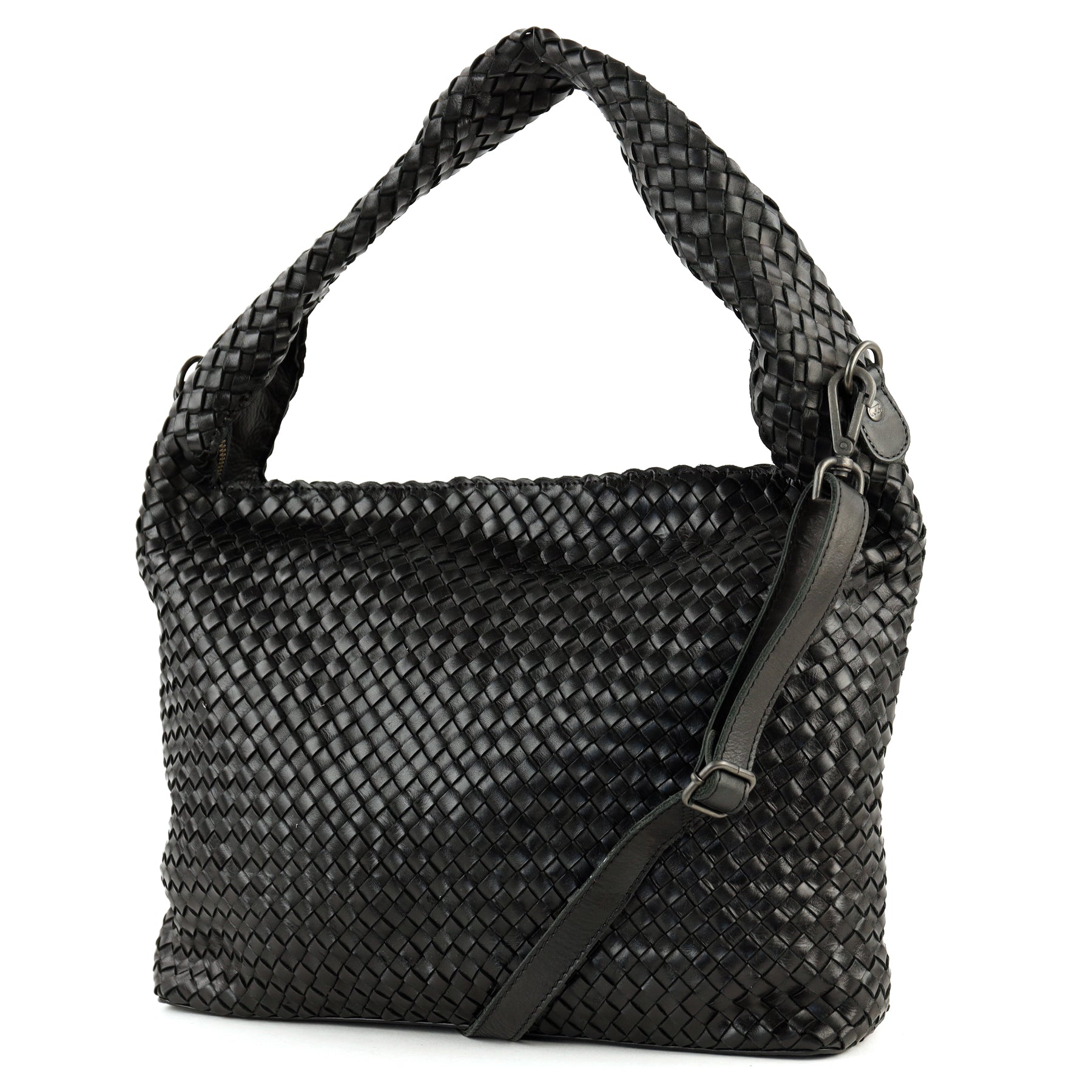 Geflochtene Tasche/Schultertasche „Lauraine“, schwarz