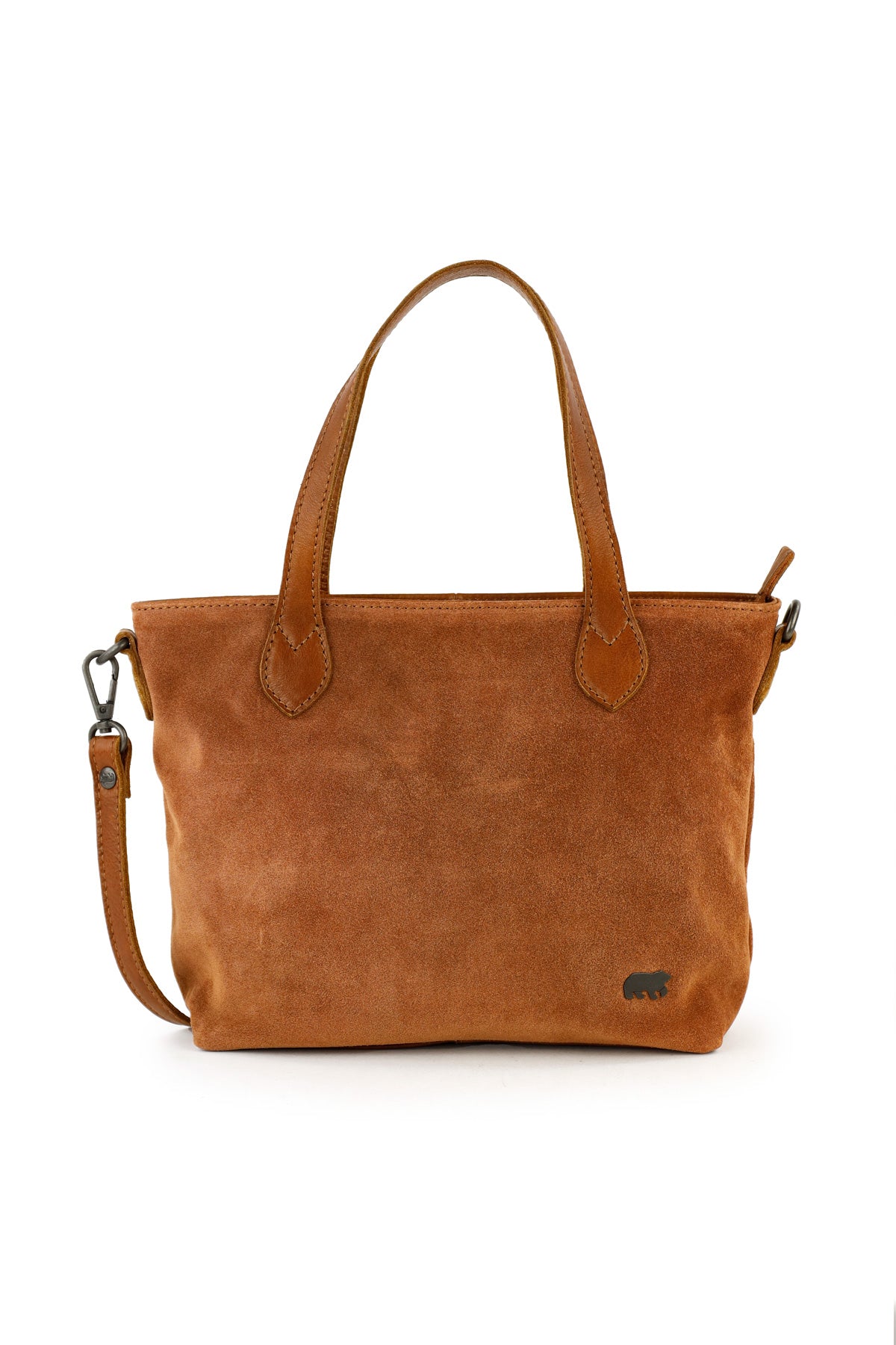 Hand-/schoudertas 'Wietske' suede cognac