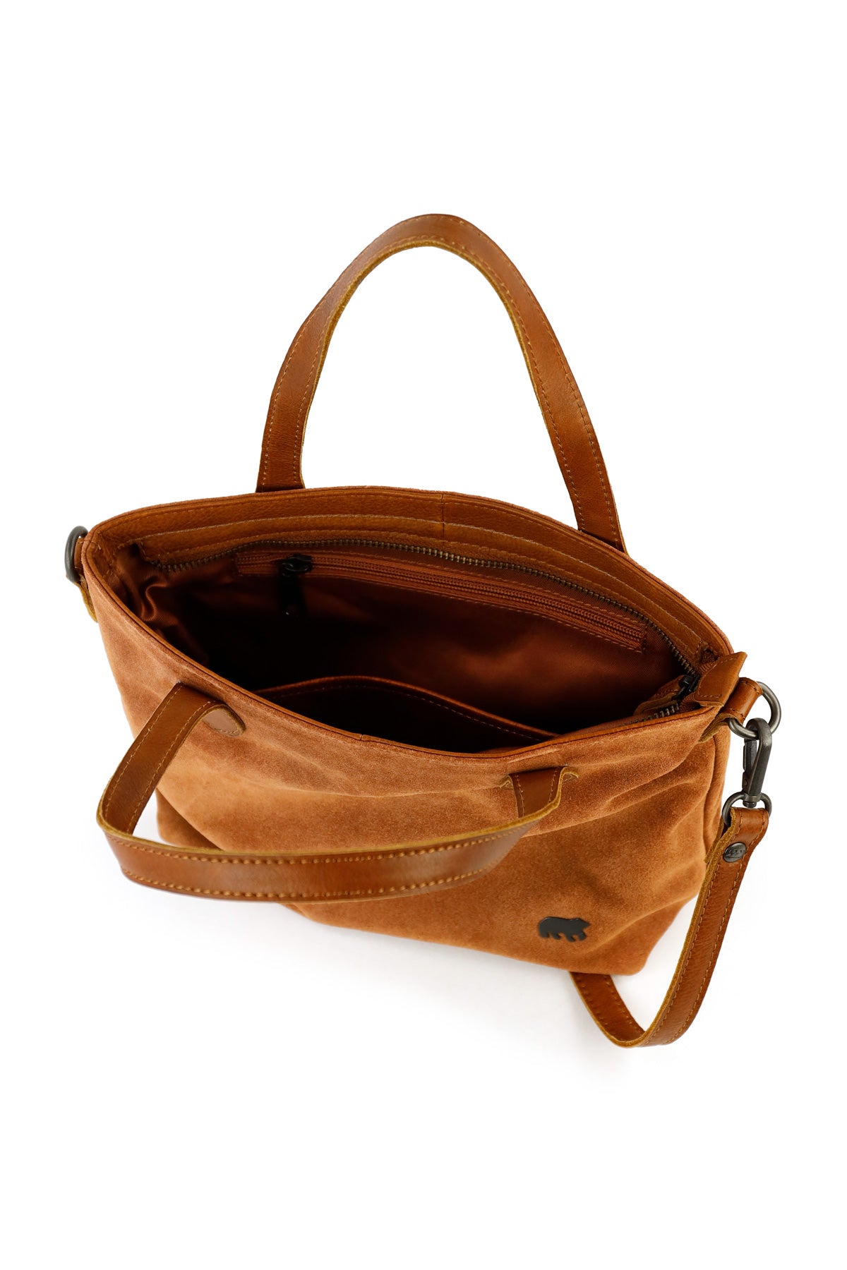 Hand-/schoudertas 'Wietske' suede cognac