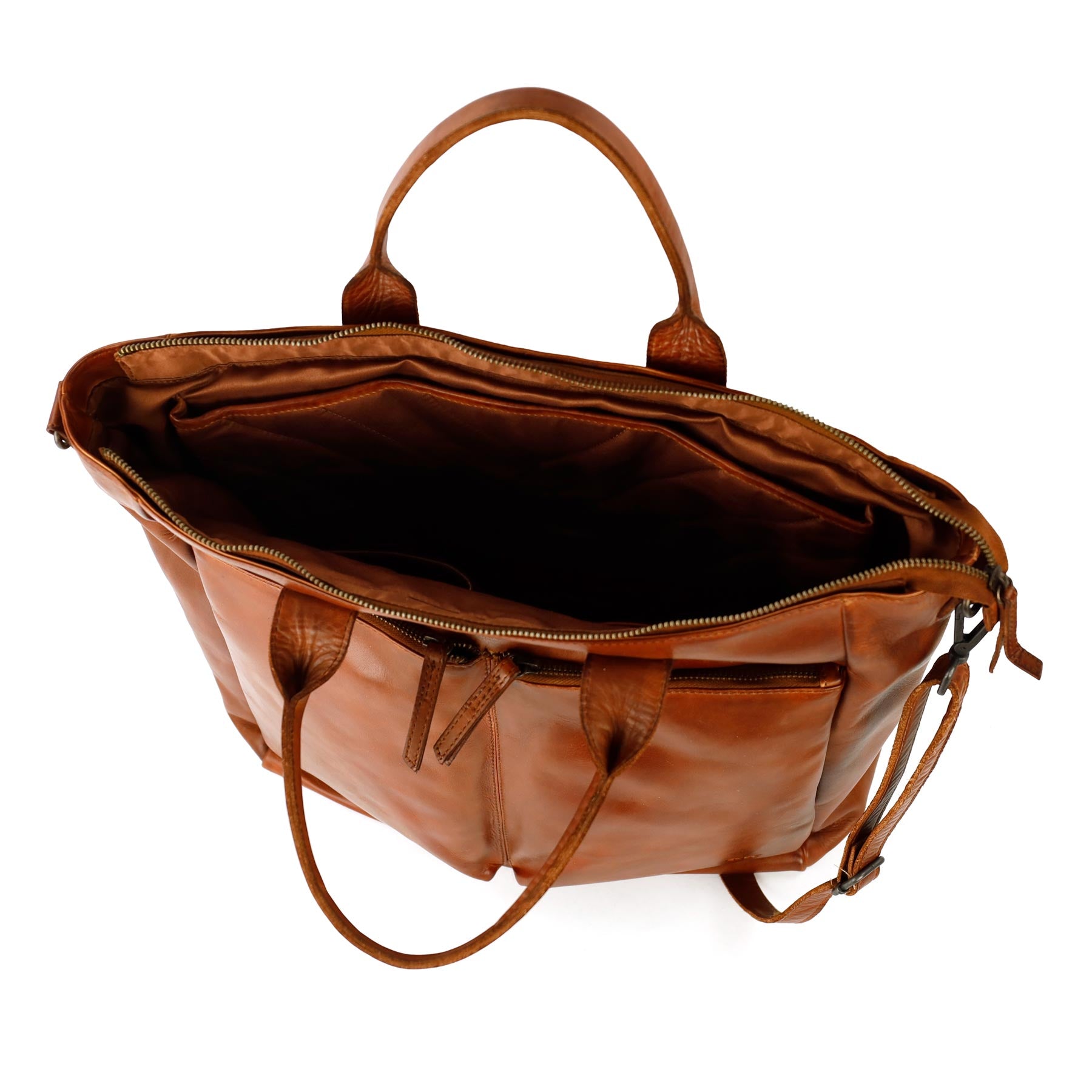 Unisex-Handtasche/Schultertasche „Vera“ in Cognac