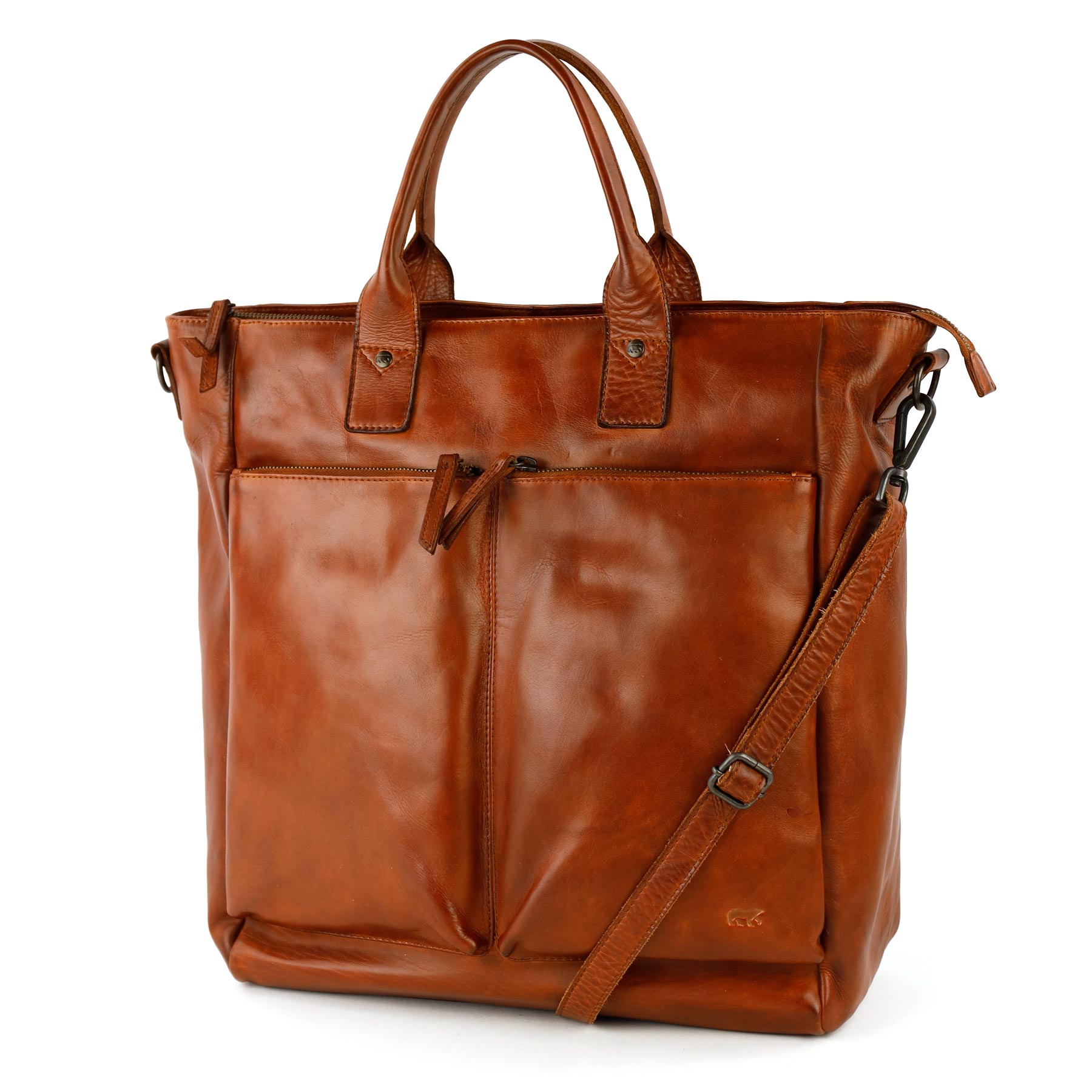 Unisex-Handtasche/Schultertasche „Vera“ in Cognac