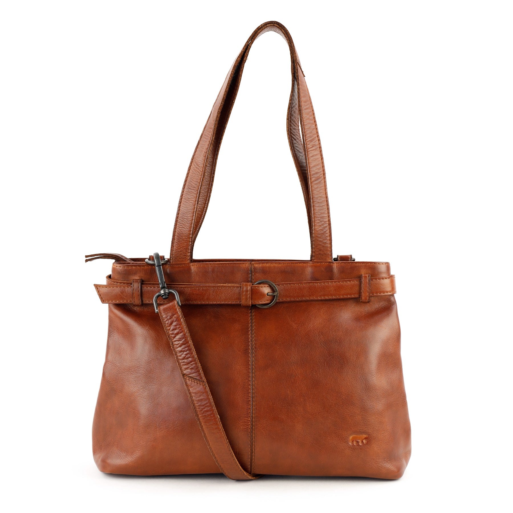 Hand-/Umhängetasche mit Schnalle 'Evi' Cognac