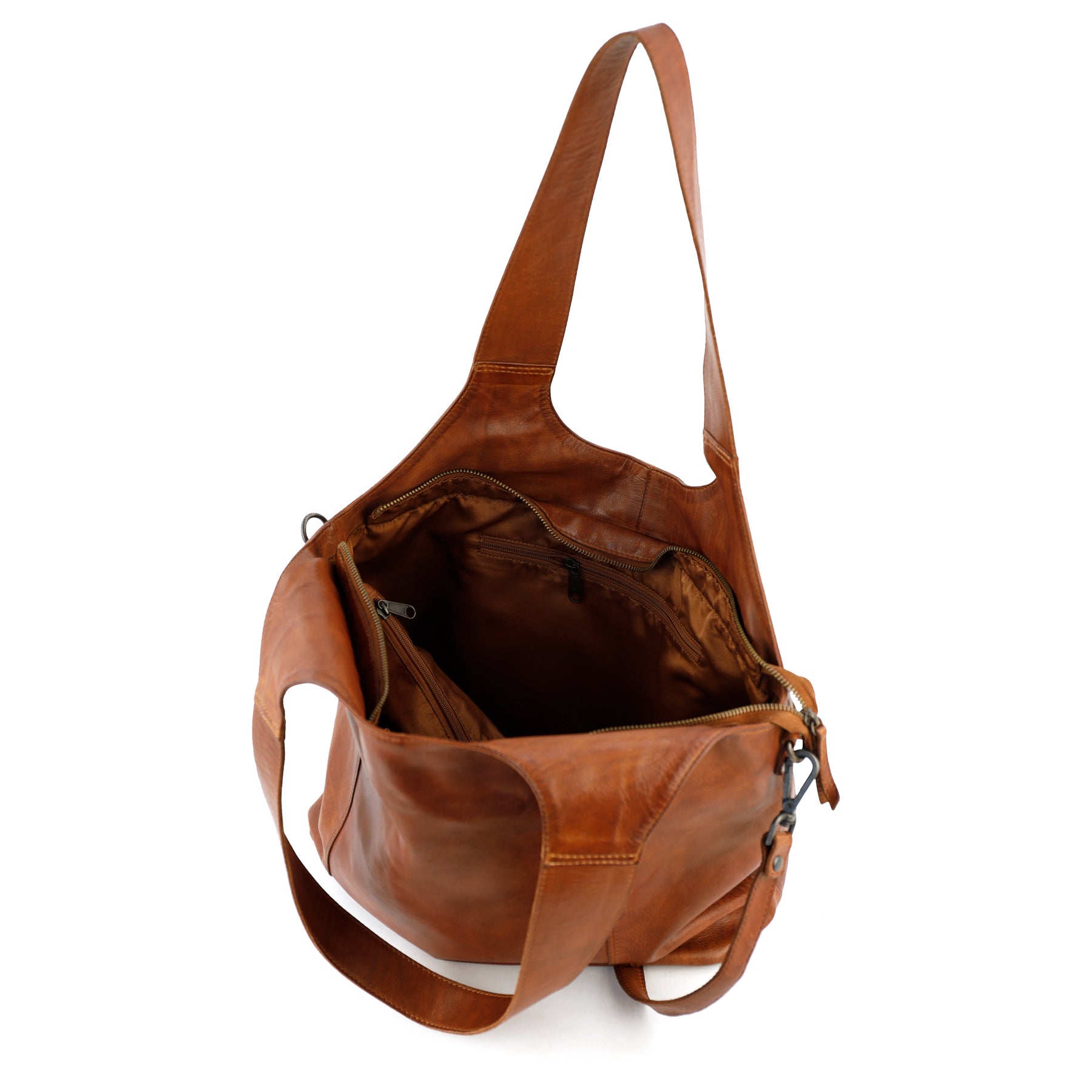 Großer Shopper/Beuteltasche 'Aurora' Cognac
