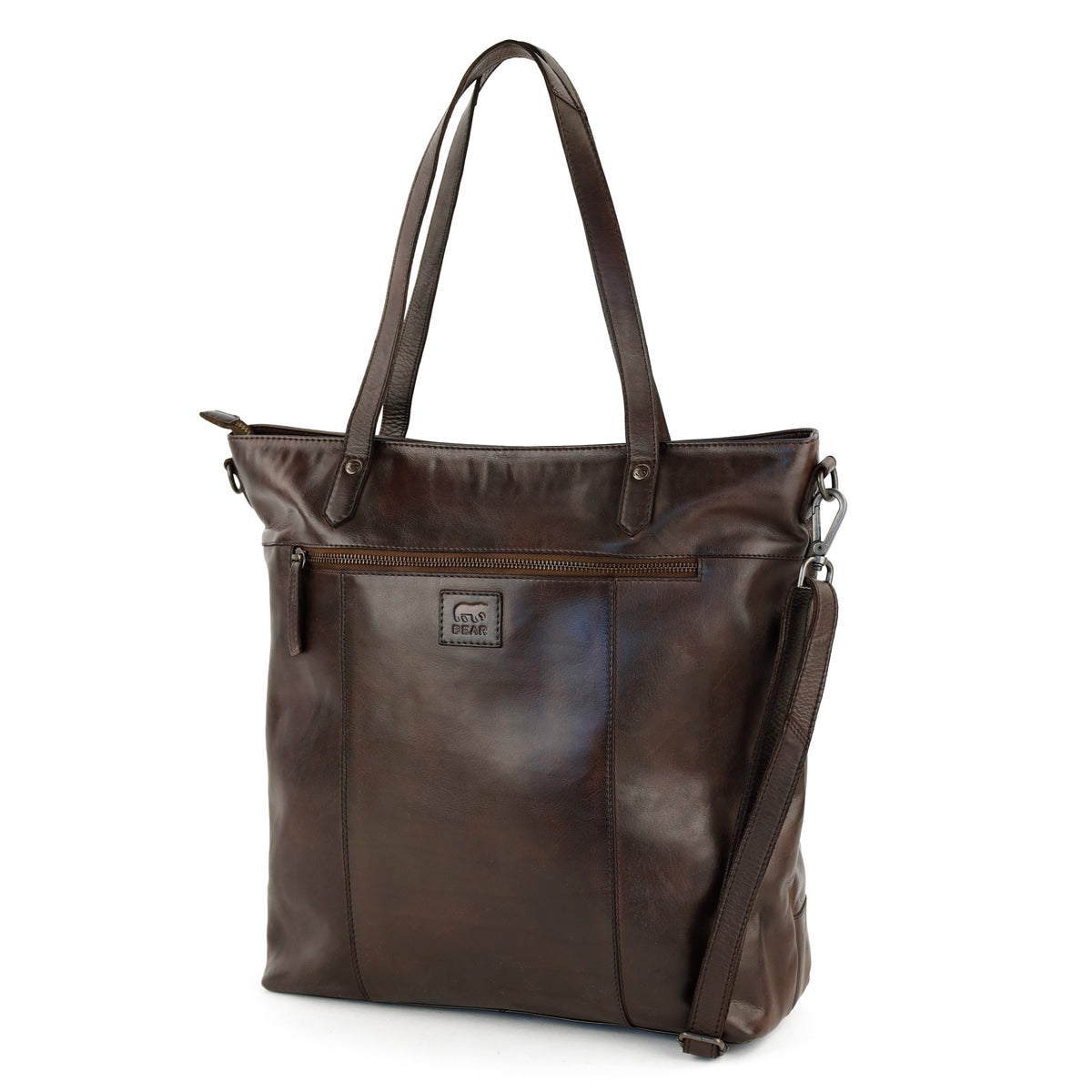 Geräumige Shopper-/Schultertasche mit Laptopfach – „Claire“ beige