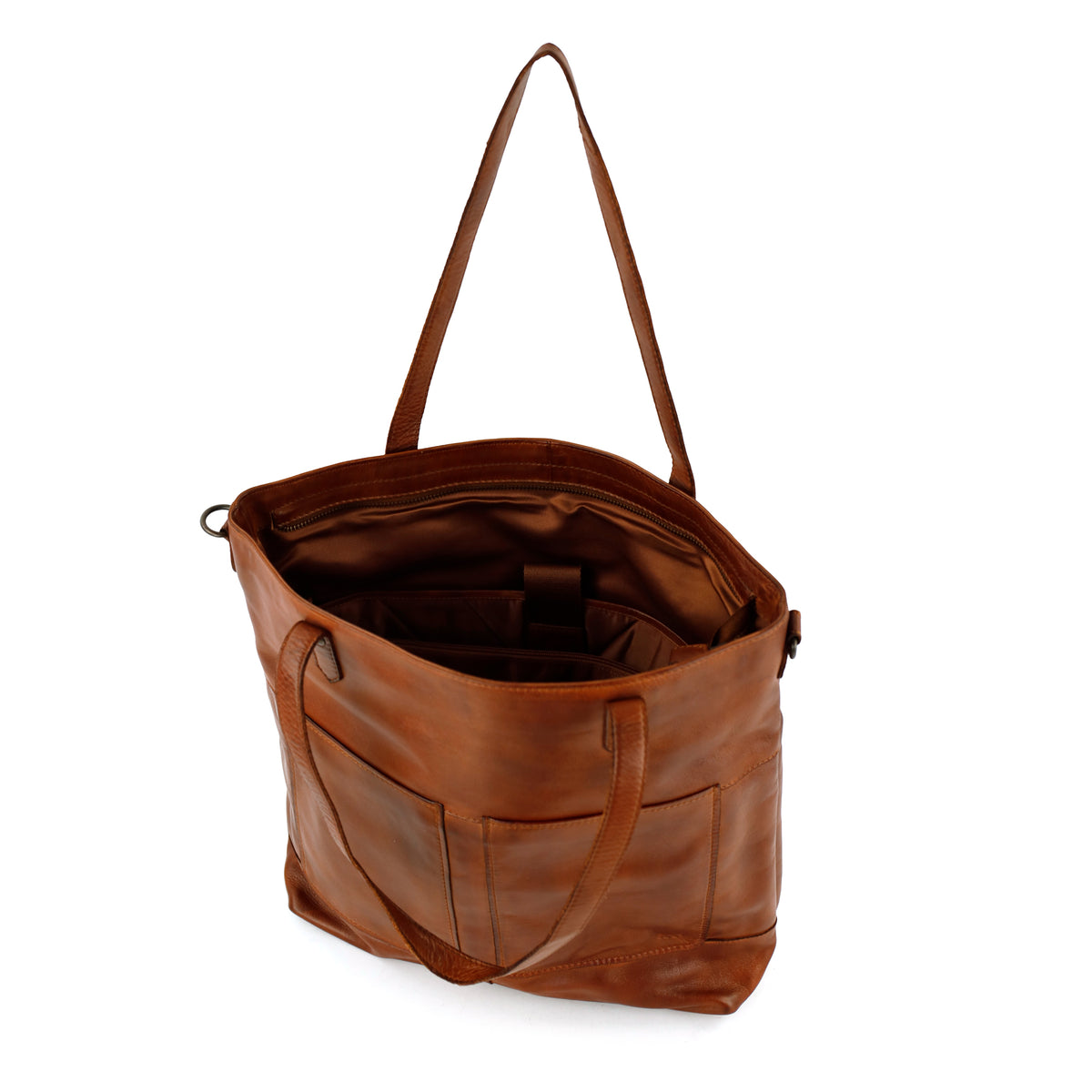 Geräumige Shopper-/Schultertasche mit Laptopfach – „Claire“ beige