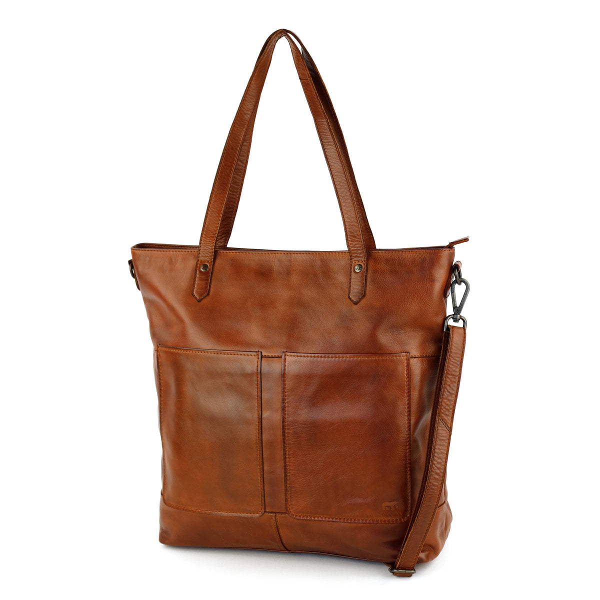 Geräumige Shopper-/Schultertasche mit Laptopfach – „Claire“ beige