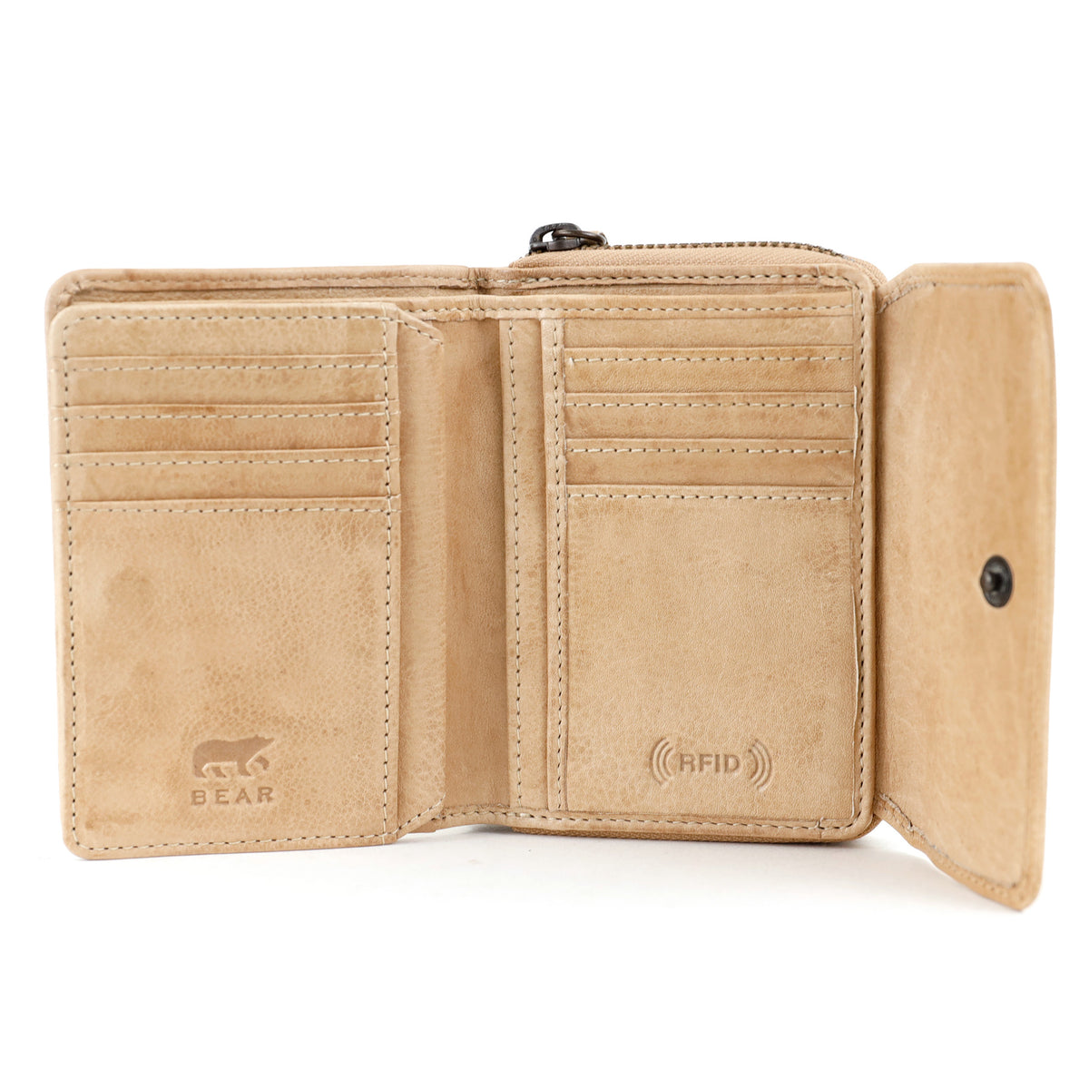RFID Ritsportemonnee met overslag 'Alba' beige