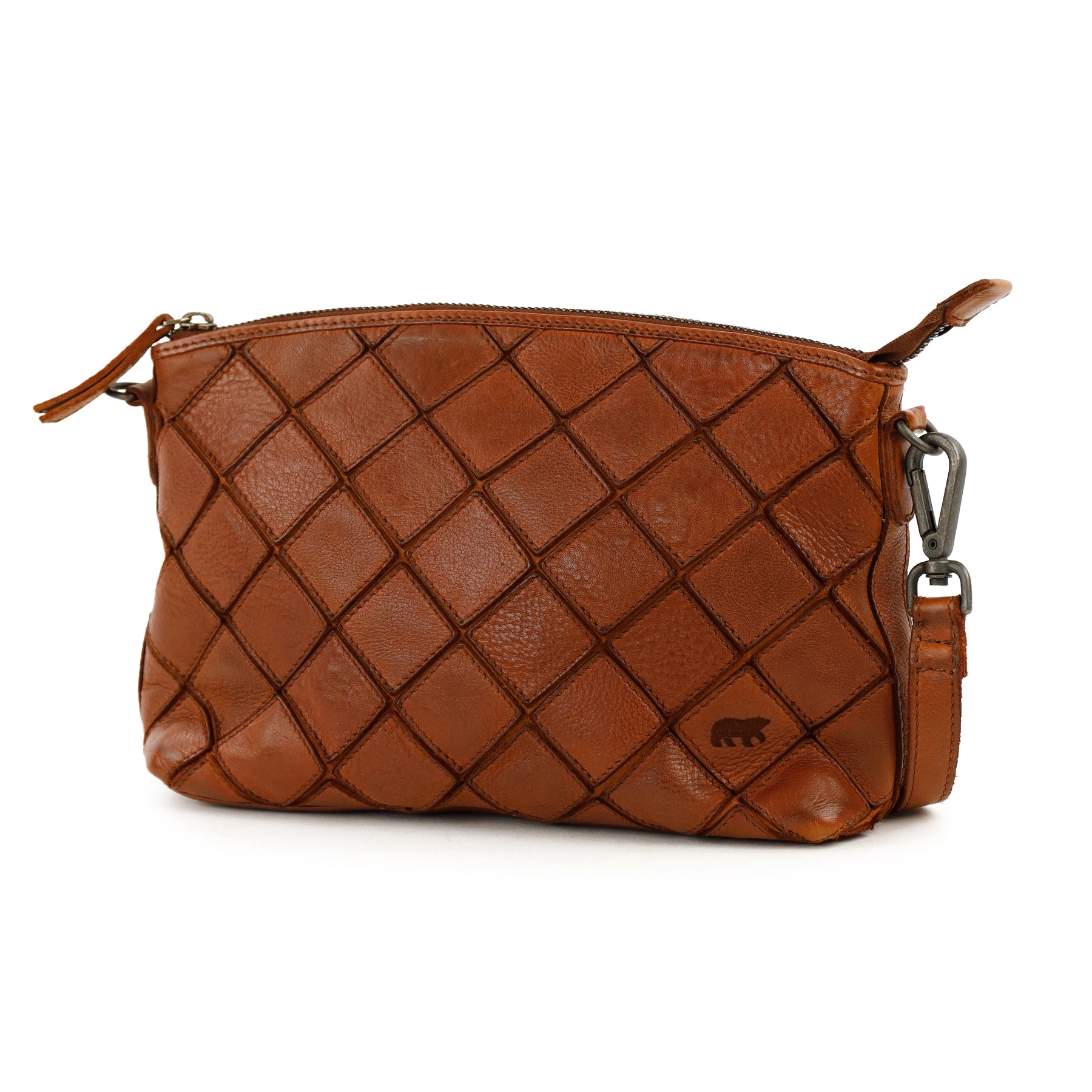 Patchwork Umhängetasche 'Louise' Cognac
