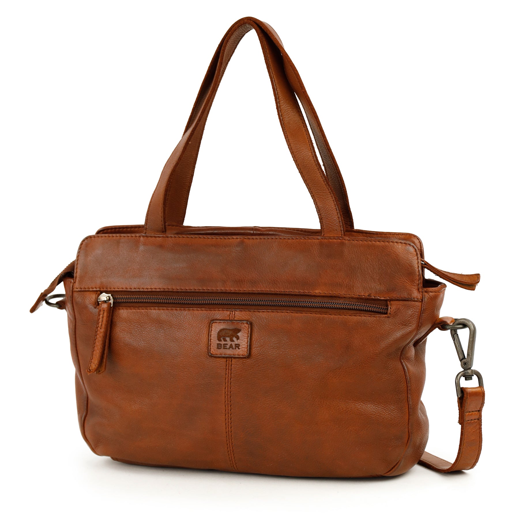 Patchwork Hand-/Umhängetasche 'Alice' Cognac
