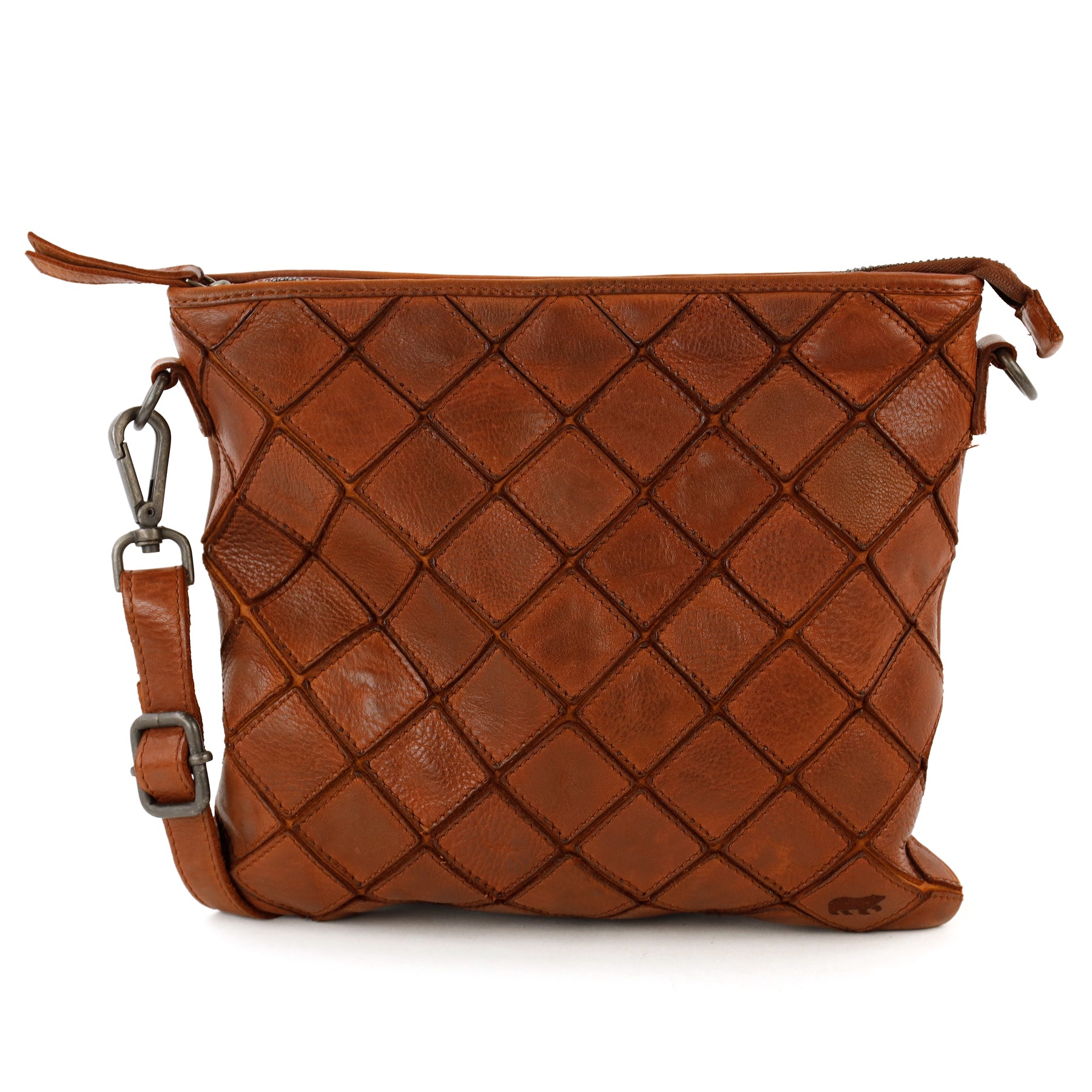 Patchwork Umhängetasche 'Juliette' Cognac