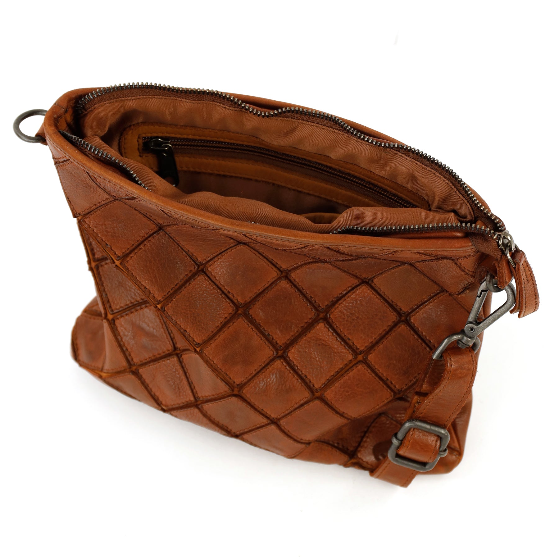 Patchwork Umhängetasche 'Juliette' Cognac