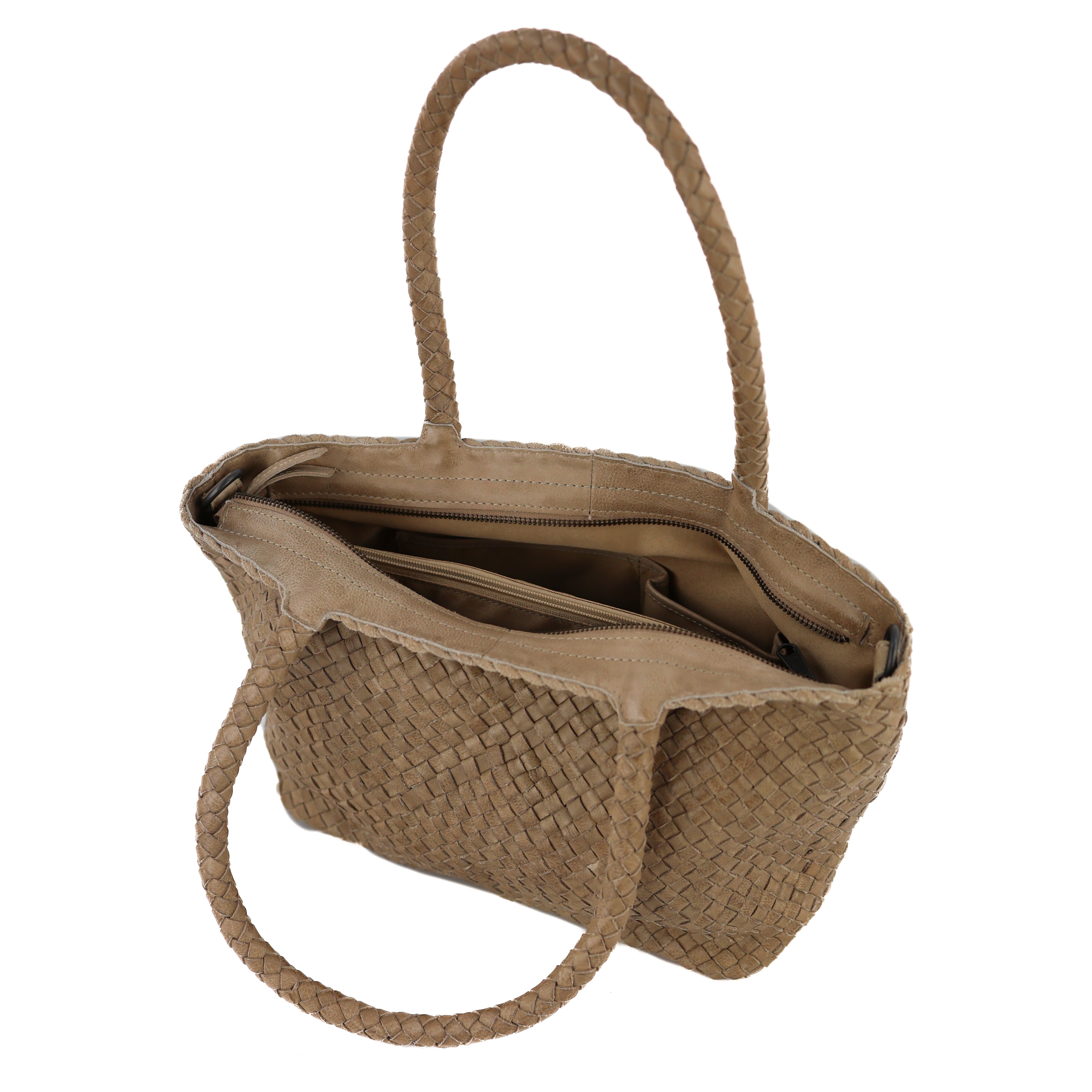 Geflochtene Hand-/Umhängetasche 'Franca' Beige