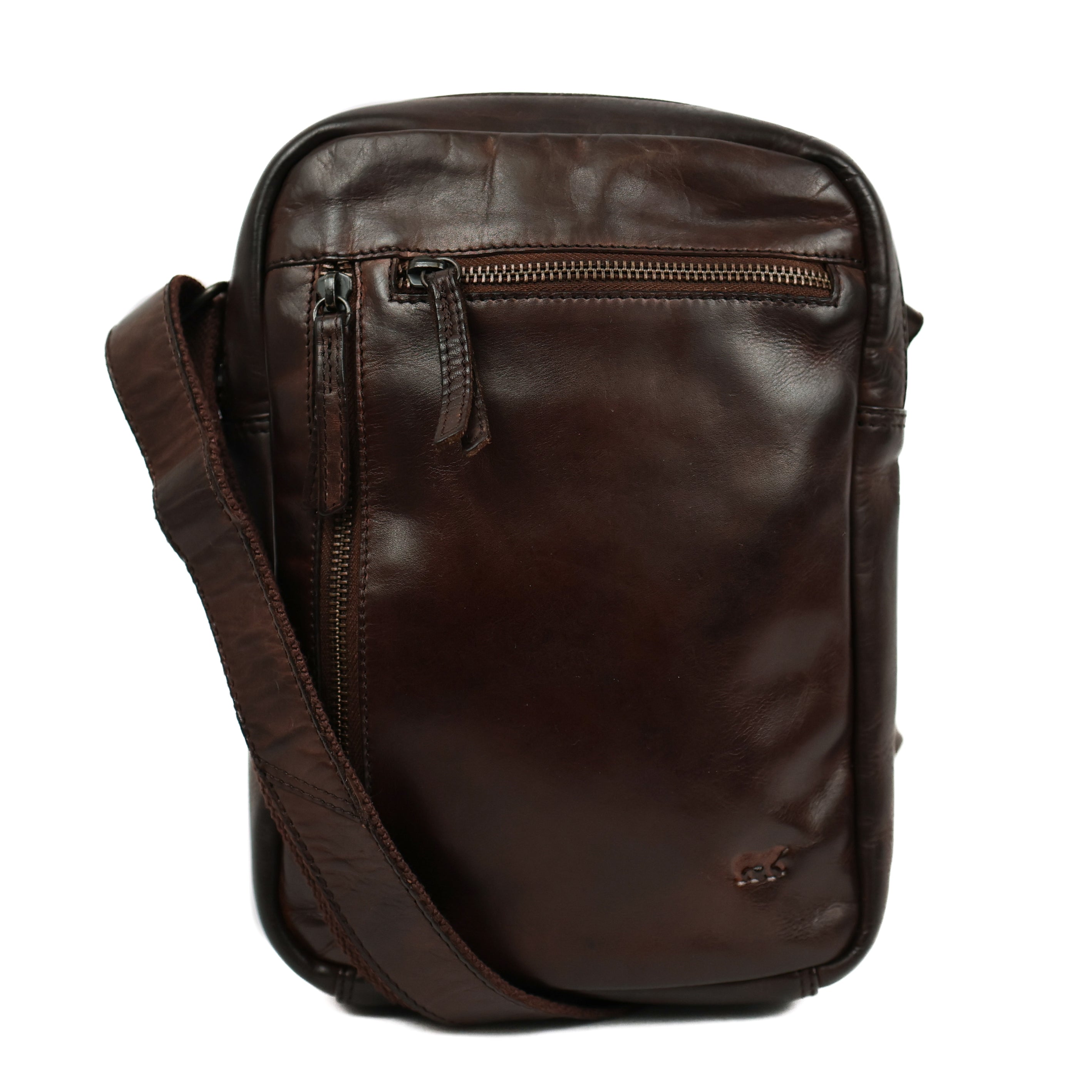 Schoudertasje met ritsen 'Jody' donkerbruin