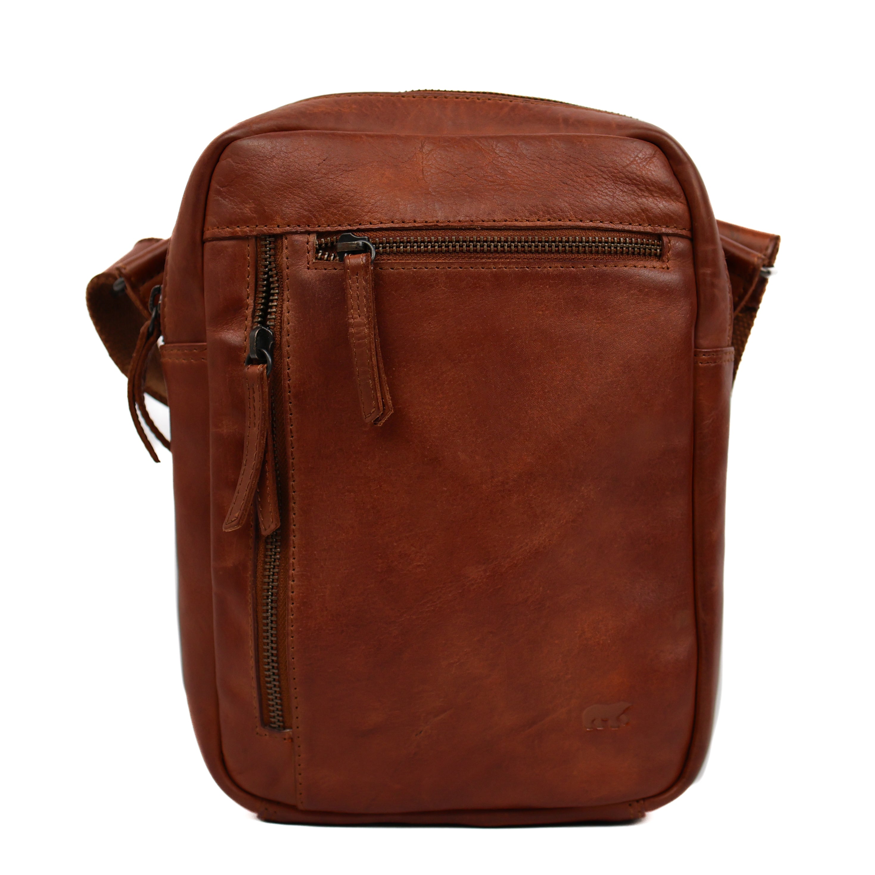 Schoudertasje met ritsen 'Jody' cognac