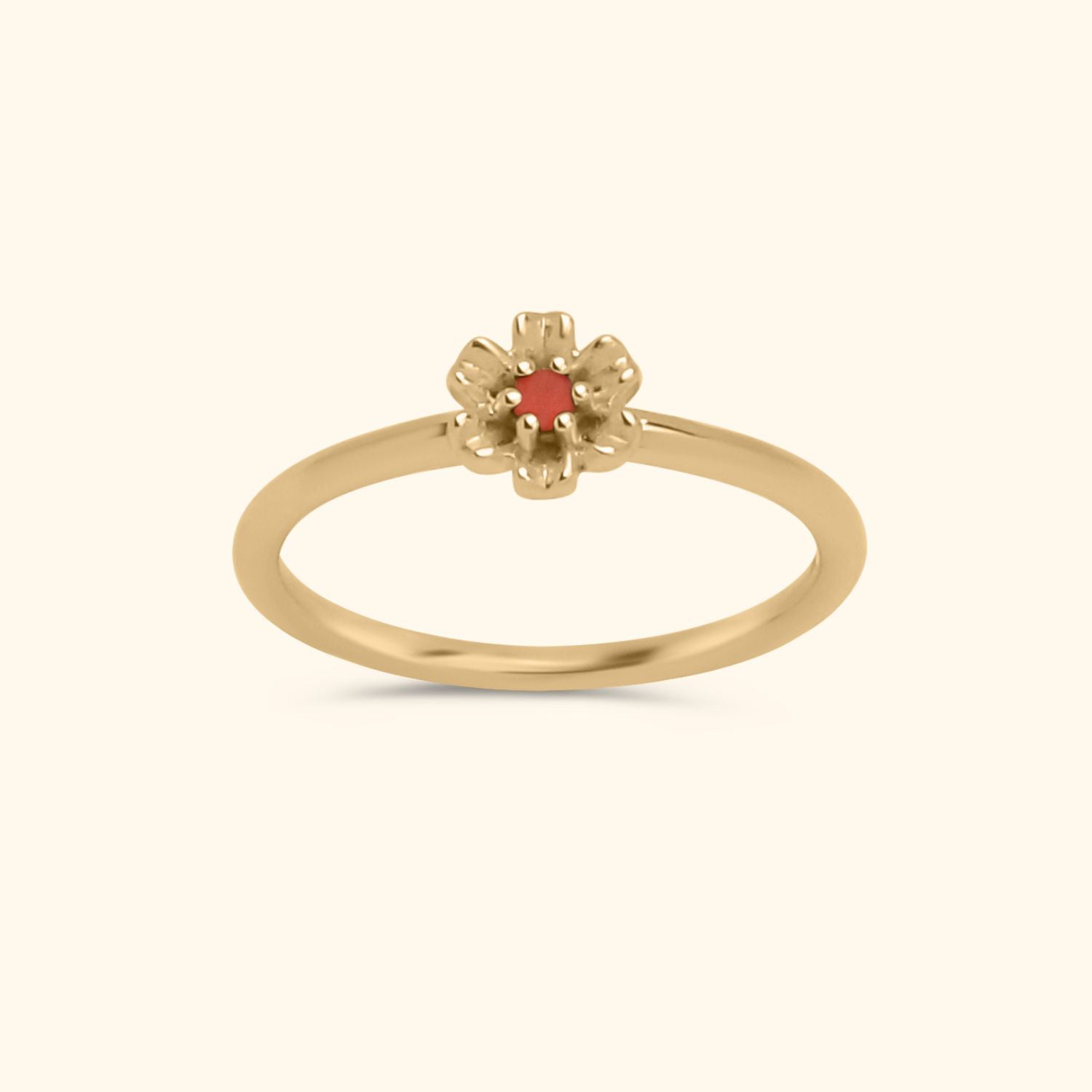 Elegant Tiny Carnelian Flower ring