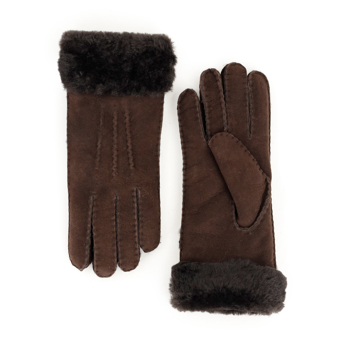 Damen Schafwoll-Handschuhe 'Elise' dunkelbraun