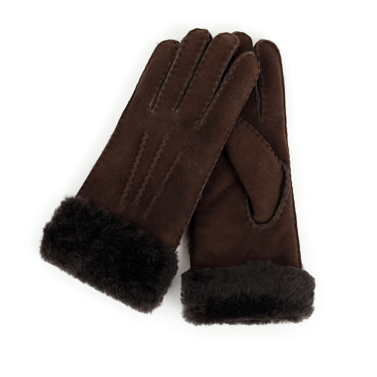 Damen Schafwoll-Handschuhe 'Elise' dunkelbraun