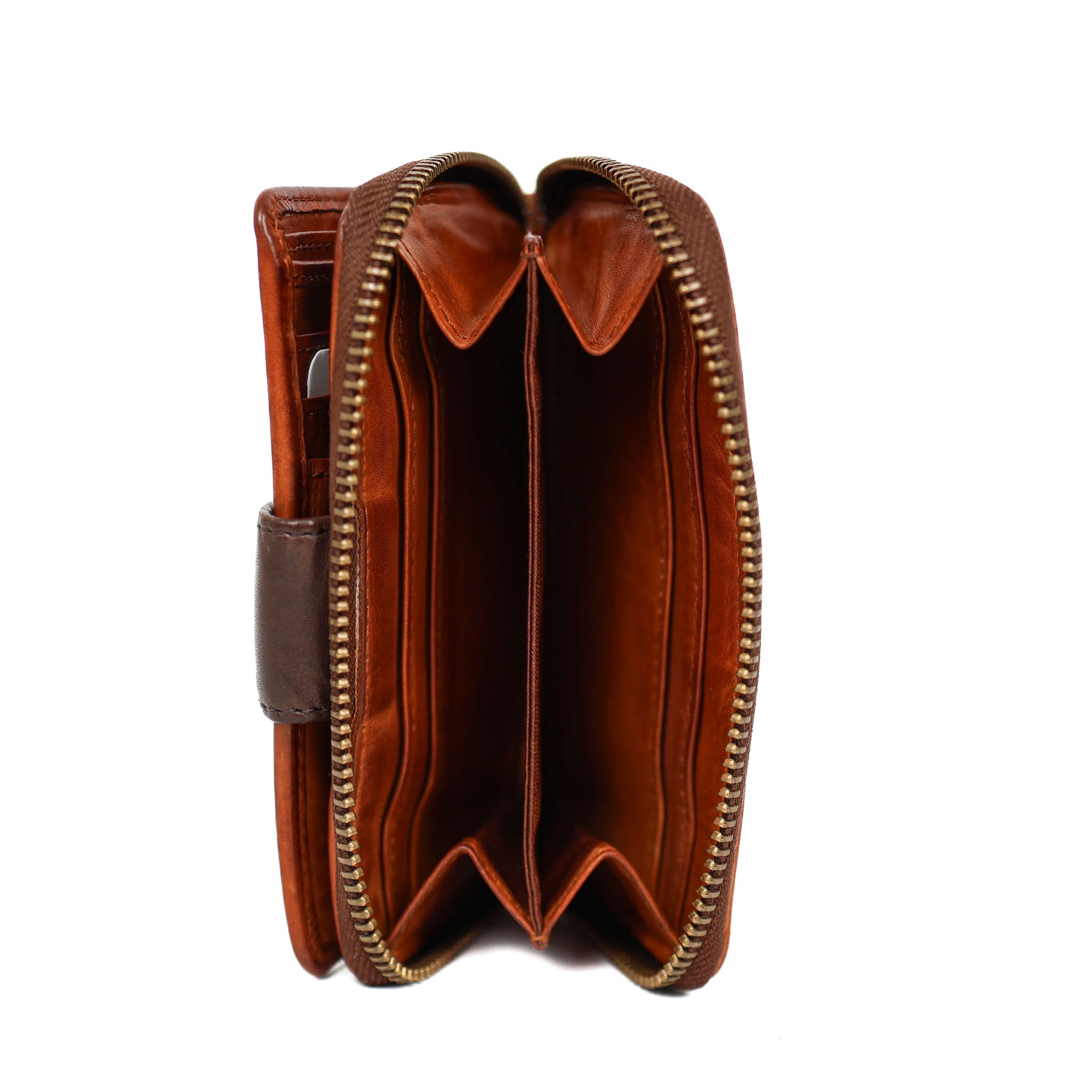 Reißverschluss-Geldbörse 'Loet' Cognac/Braun