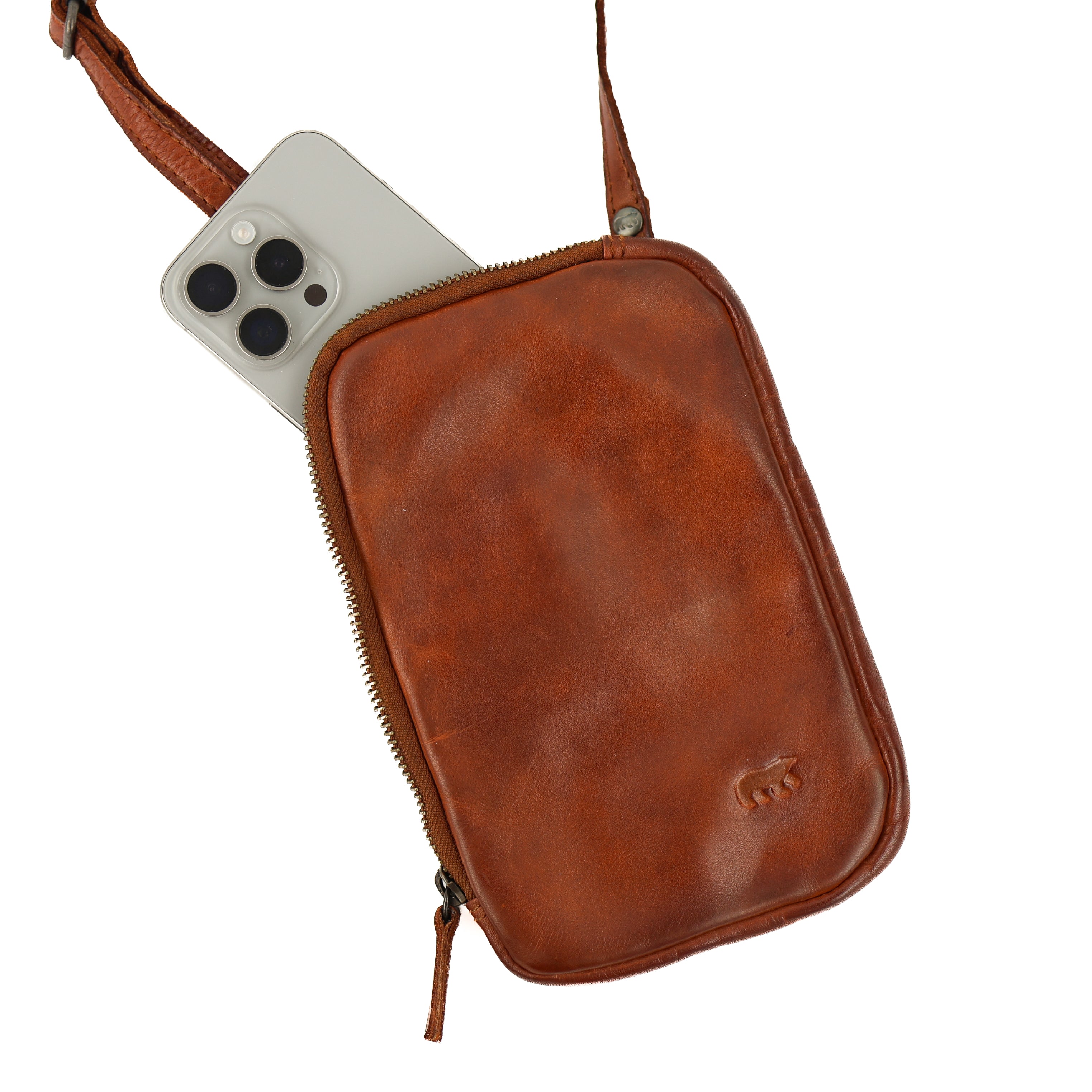 Handy-/Umhängetasche 'Camille' Cognac