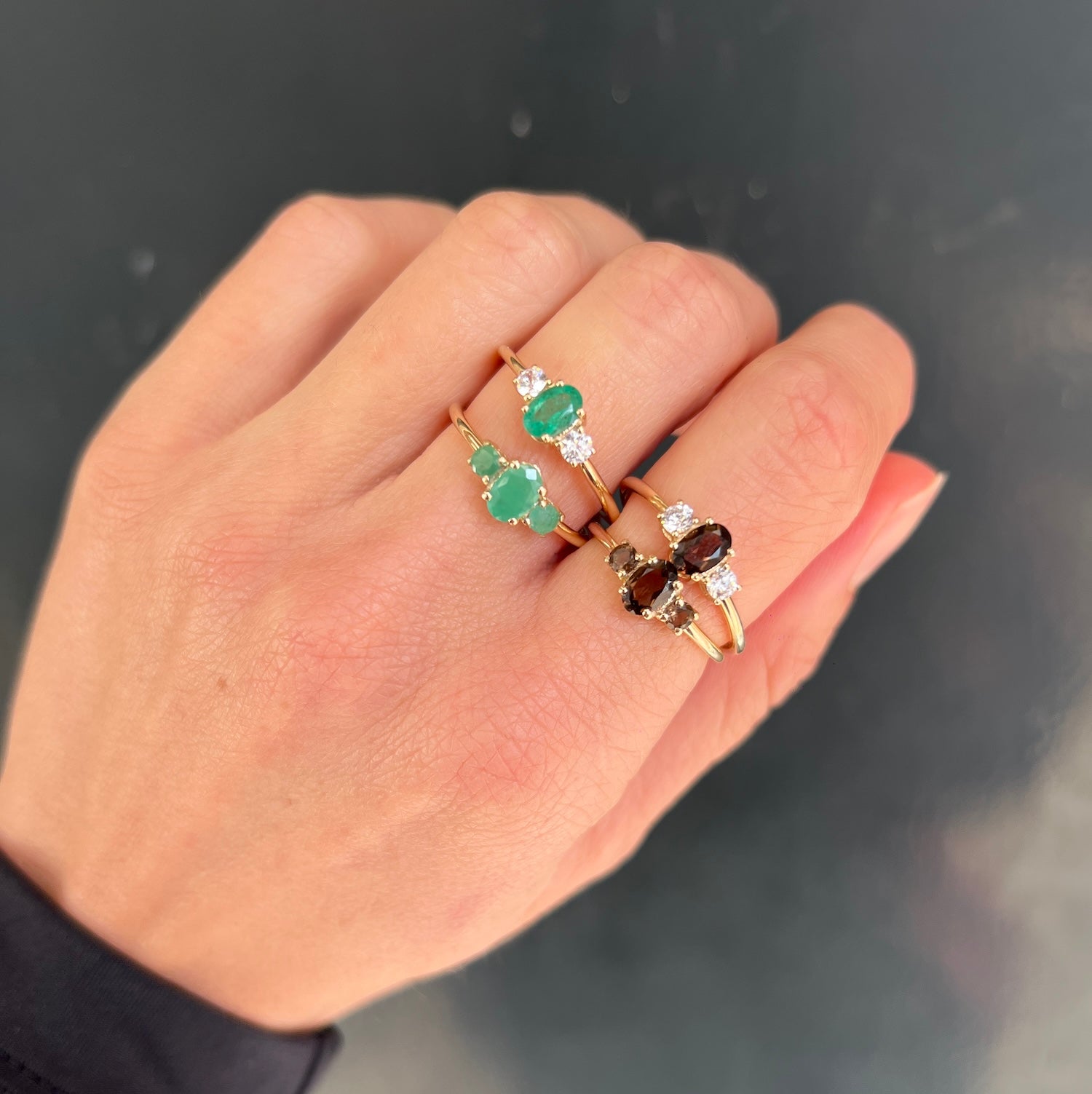 Liv triple Smaragd ring | 9K