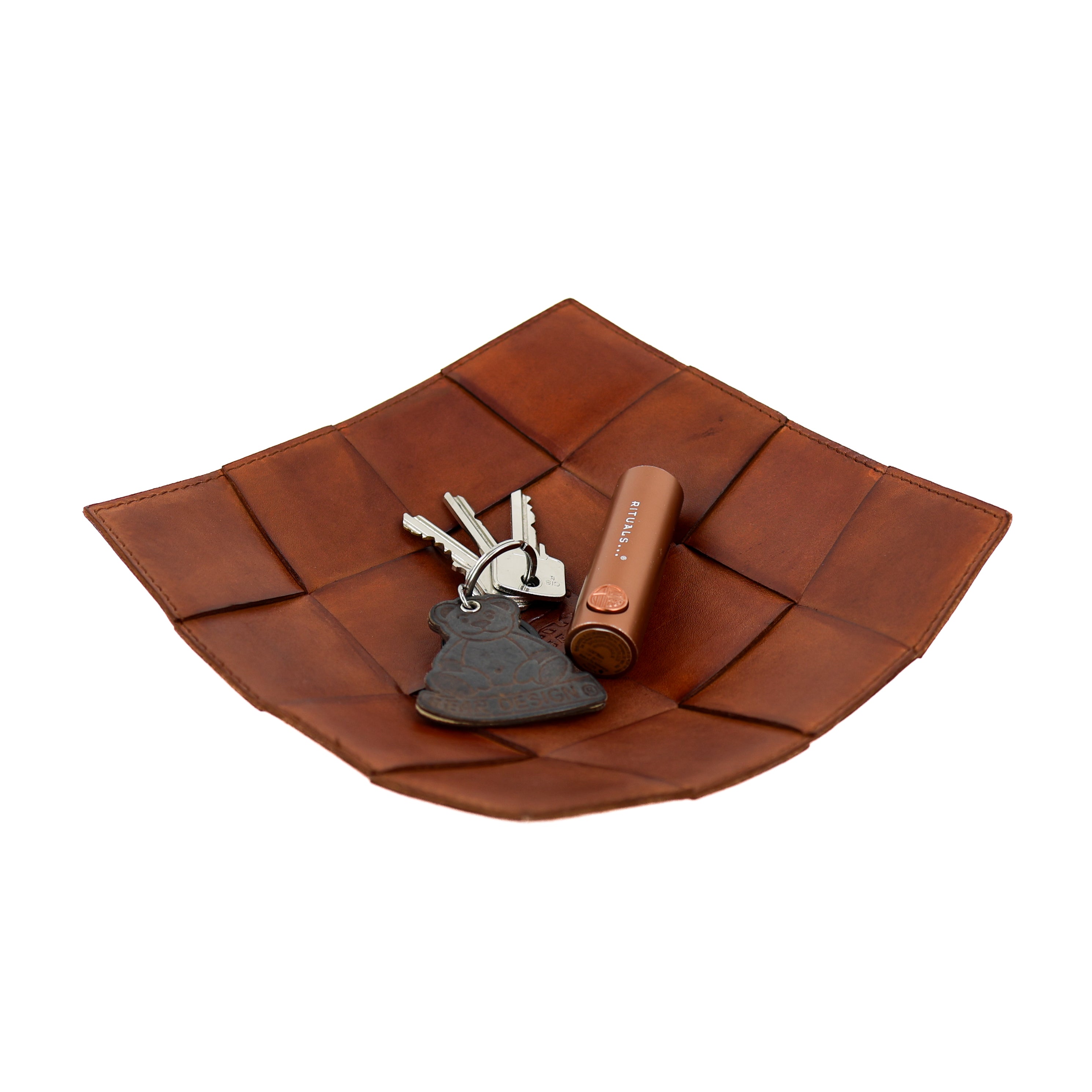 Leder Dekoratives Tablett/Präsentationsschale 'Isabel' Cognac