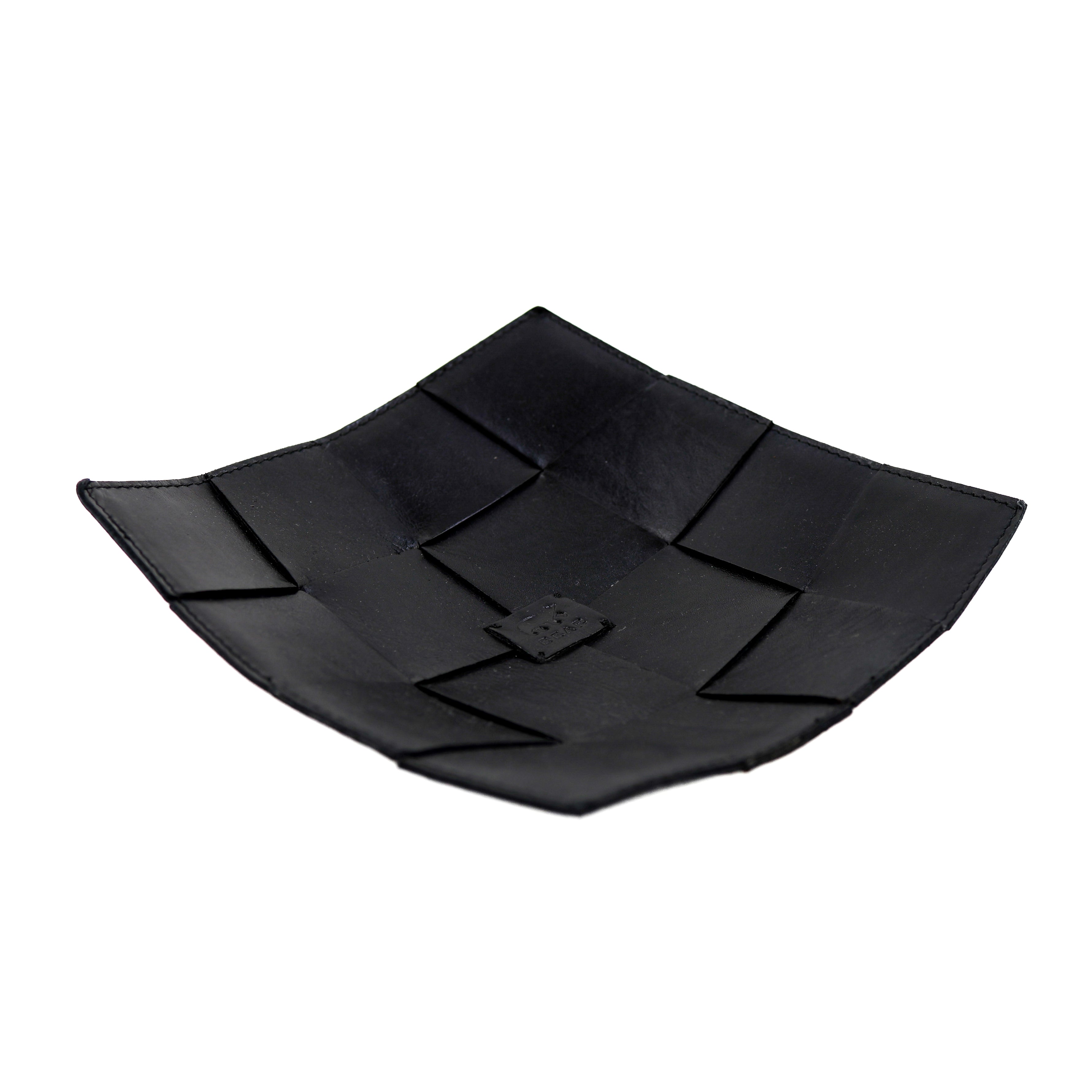 Leder Dekoratives Tablett/Präsentationsschale 'Isabel' Schwarz