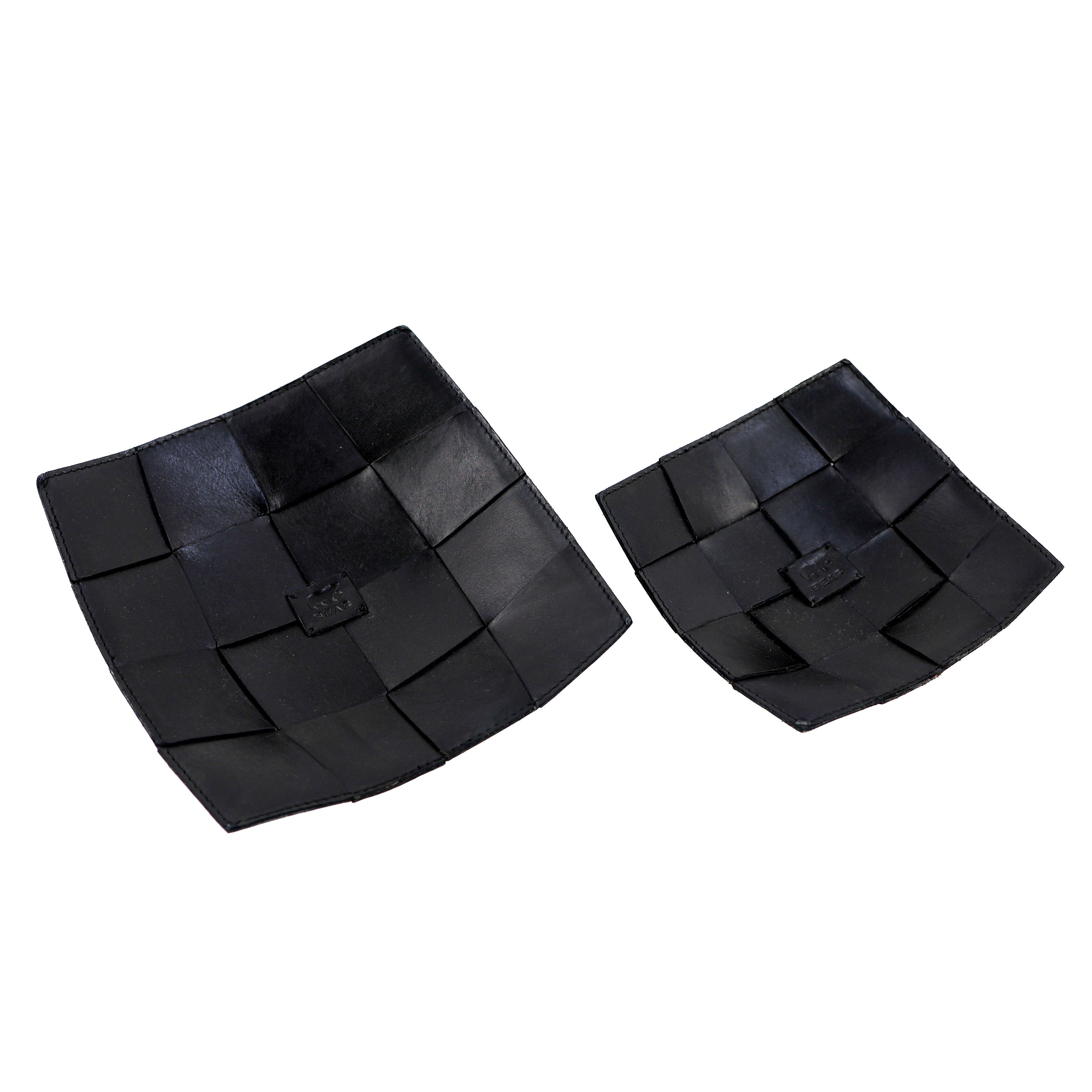 Leder Dekoratives Tablett/Präsentationsschale 'Isabel' Schwarz