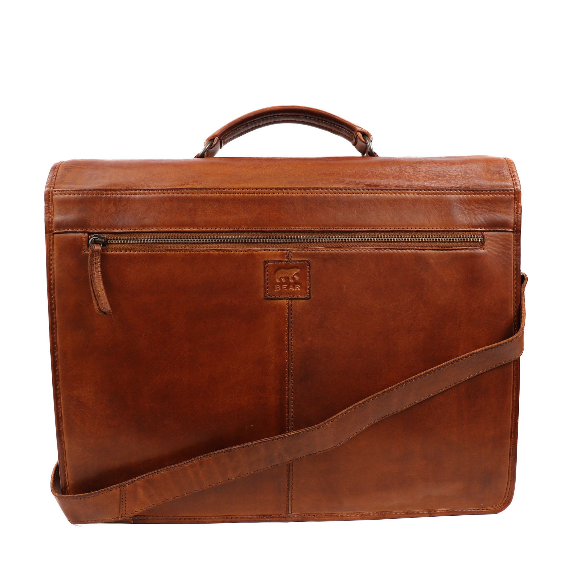 Große Akten-/Laptoptasche 'Gert' Cognac