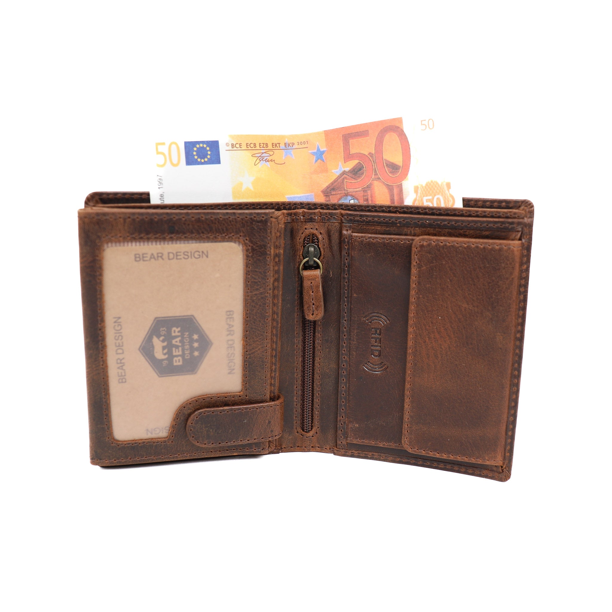 Hohes Billfold 'Klaas' Vintage Braun