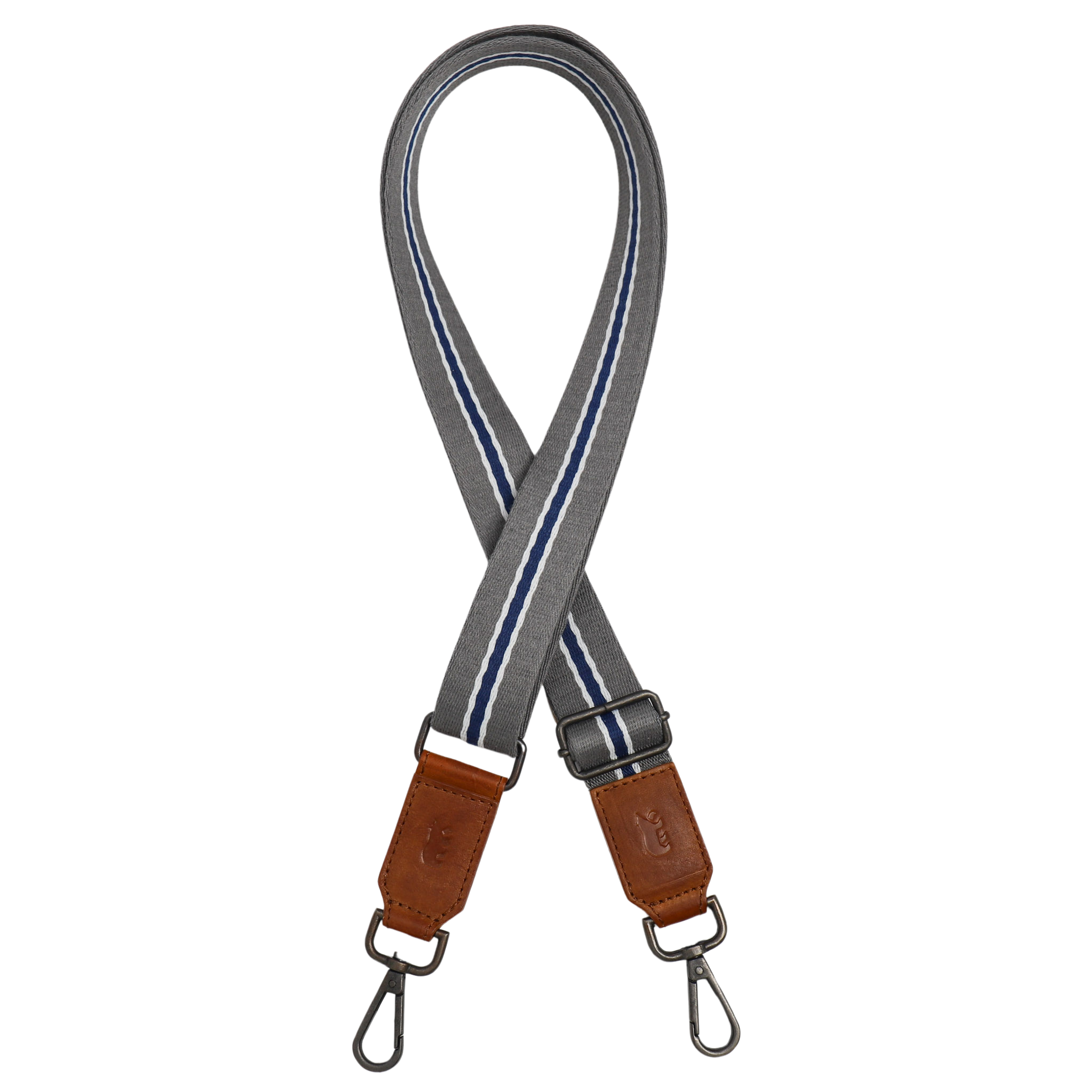 Bag Strap 'Stripe' Grau/Blau/Cognac